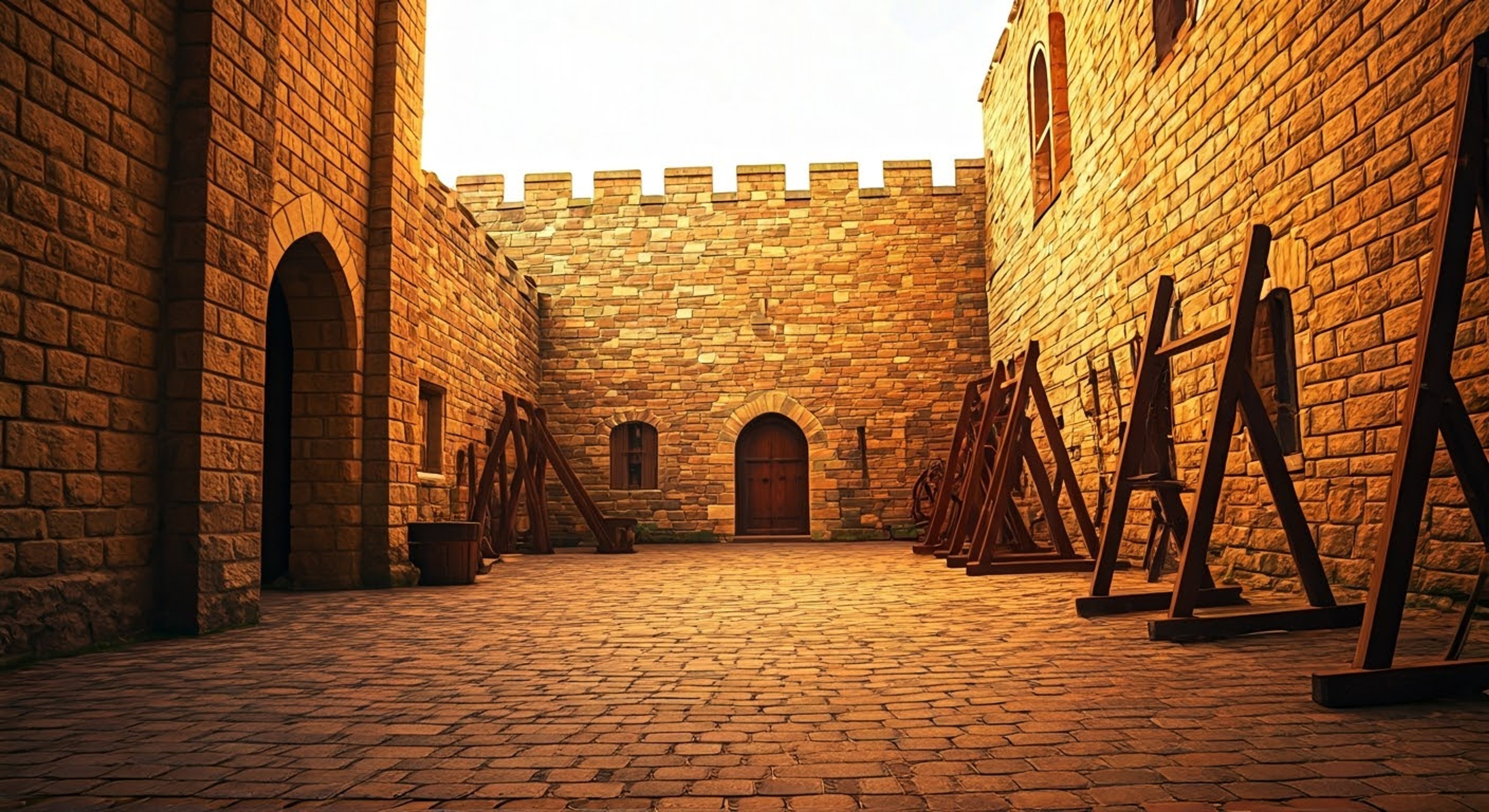 You find yourself facing the legendary King of Knights in the castle courtyard, her emerald eyes studying your form as she readies her blade for sparring practice. The weight of Excalibur's sheath at your side serves as a reminder of the trust she's placed in you as her squire. Ancient stone walls surround you both as she prepares to pass on her swordsmanship techniques.