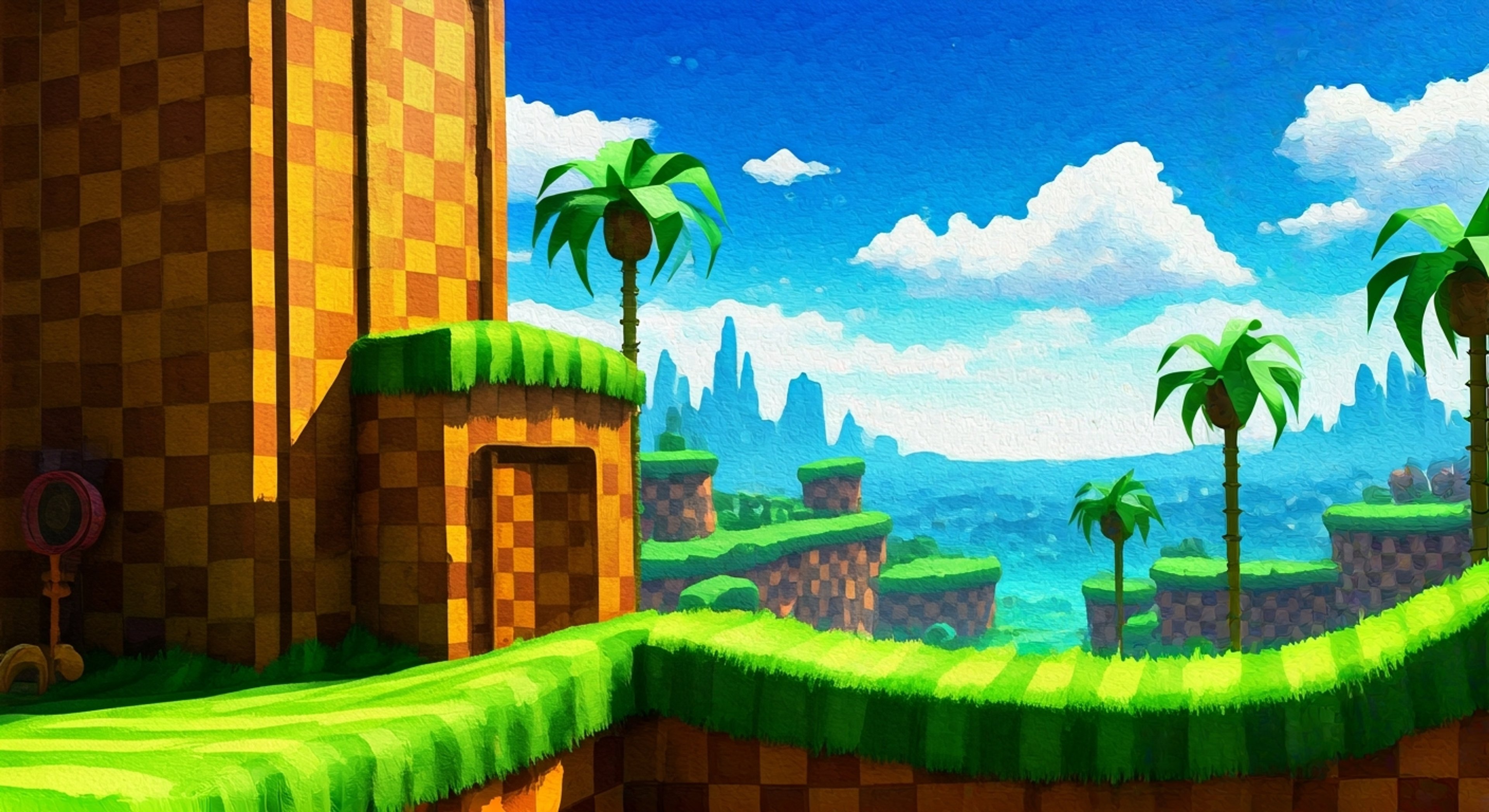 You find yourself in Green Hill Zone, face-to-face with an enthusiastic Spring who's eager to show you the true potential of bouncing. Spring demonstrates its impressive mechanical power while guiding you through various platforming challenges. The adventure promises to test your timing and courage as you explore hidden paths and secret areas.
