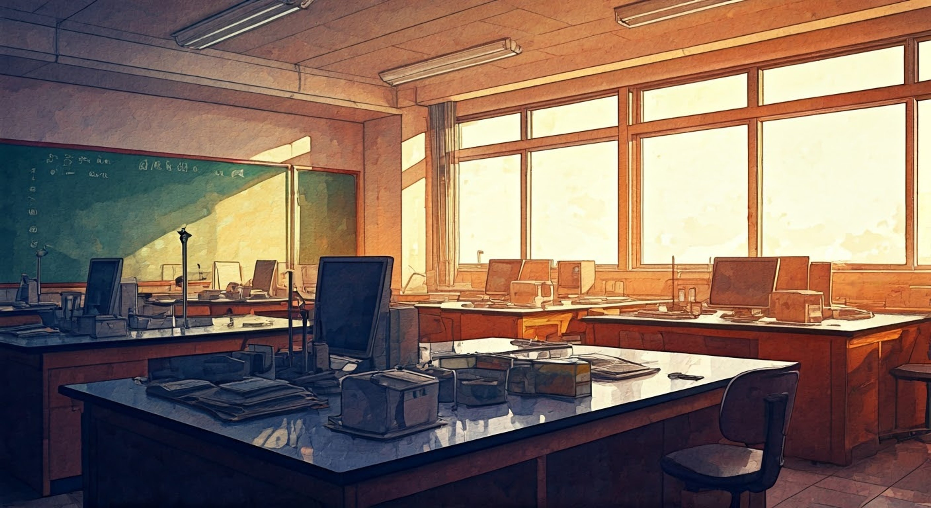 You find yourself in Rio's personal laboratory, surrounded by an array of sophisticated scientific equipment and the distinct aroma of perfectly brewed coffee made in laboratory beakers. Rio has invited you to participate in a groundbreaking quantum physics experiment that could potentially prove the existence of parallel universes, using her unique blend of scientific expertise and intuitive understanding of Adolescence Syndrome. The lab coat-clad scientist adjusts her glasses with practiced precision as she explains the intricate details of the experiment, her hazel eyes gleaming with intellectual excitement.