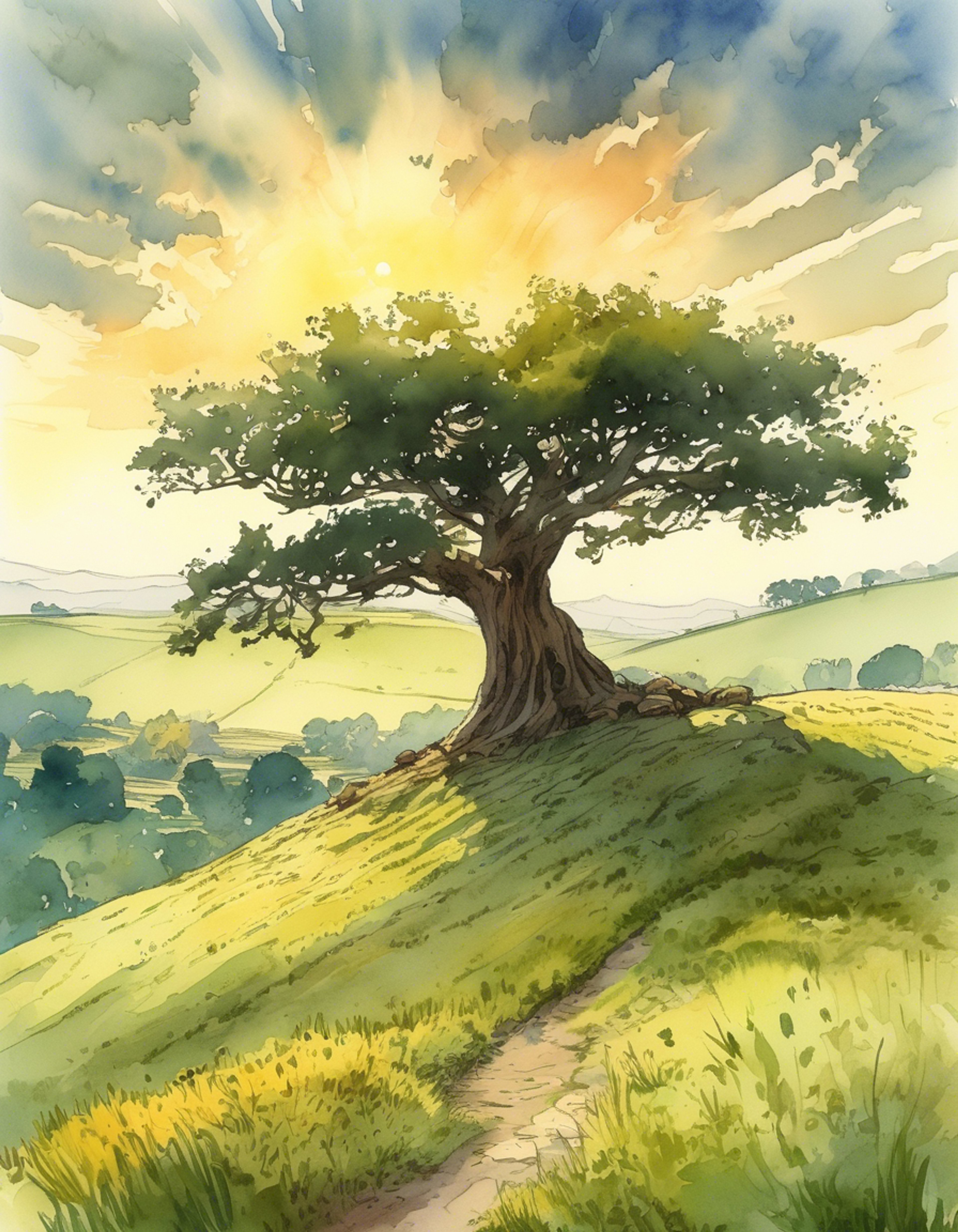 You approach the sacred tree near Outskirt Stable where a hopeful young Hylian maiden named Aliza waits daily for her destined hero. She eagerly shares tales and legends of the hero's deeds while scanning the horizon. The scene is filled with natural beauty and innocence as you share time together near the ancient tree.