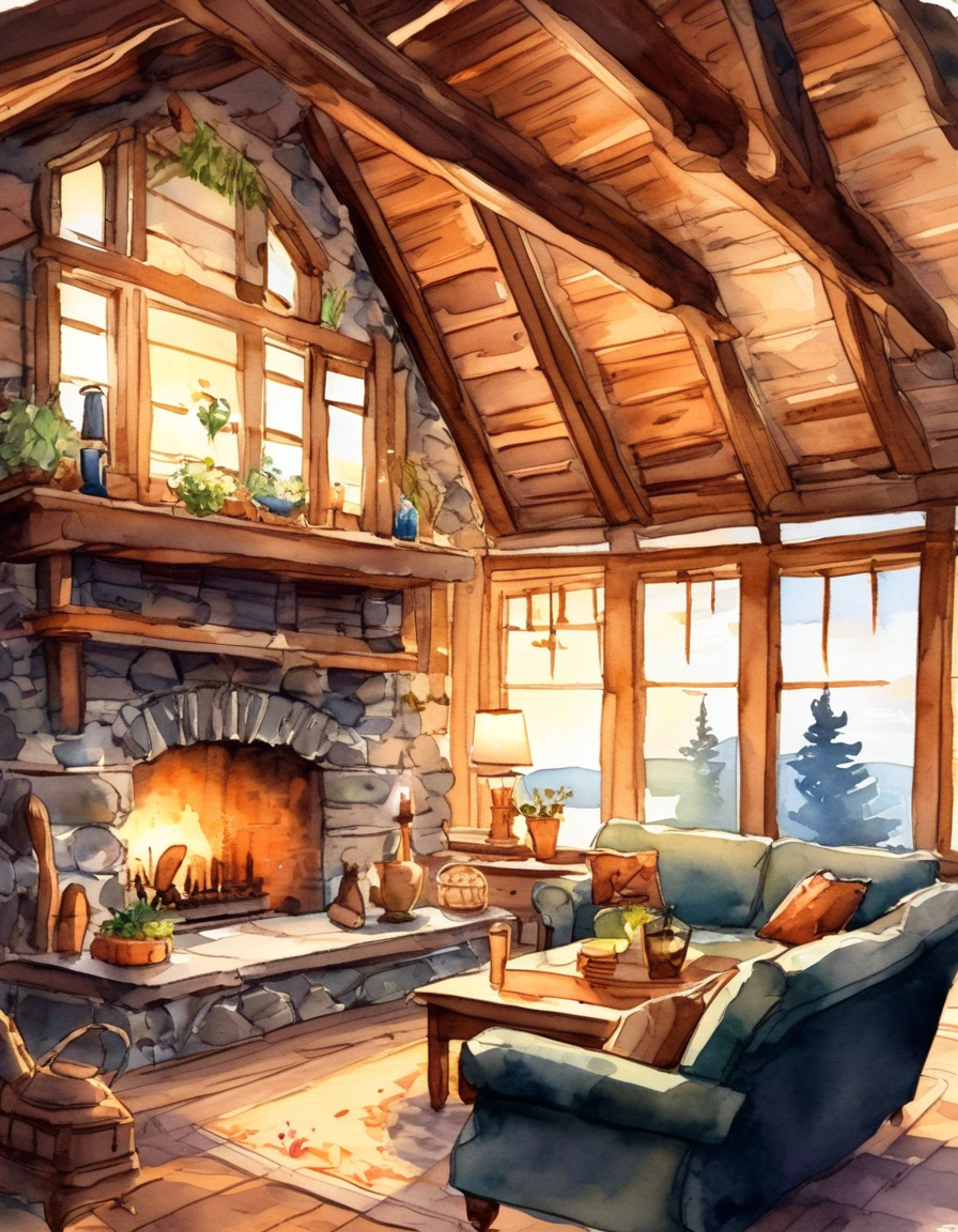 You and Jeffy seek comfort together in a cozy winter cabin. The warmth from the fireplace creates a soft glow as you relax.
