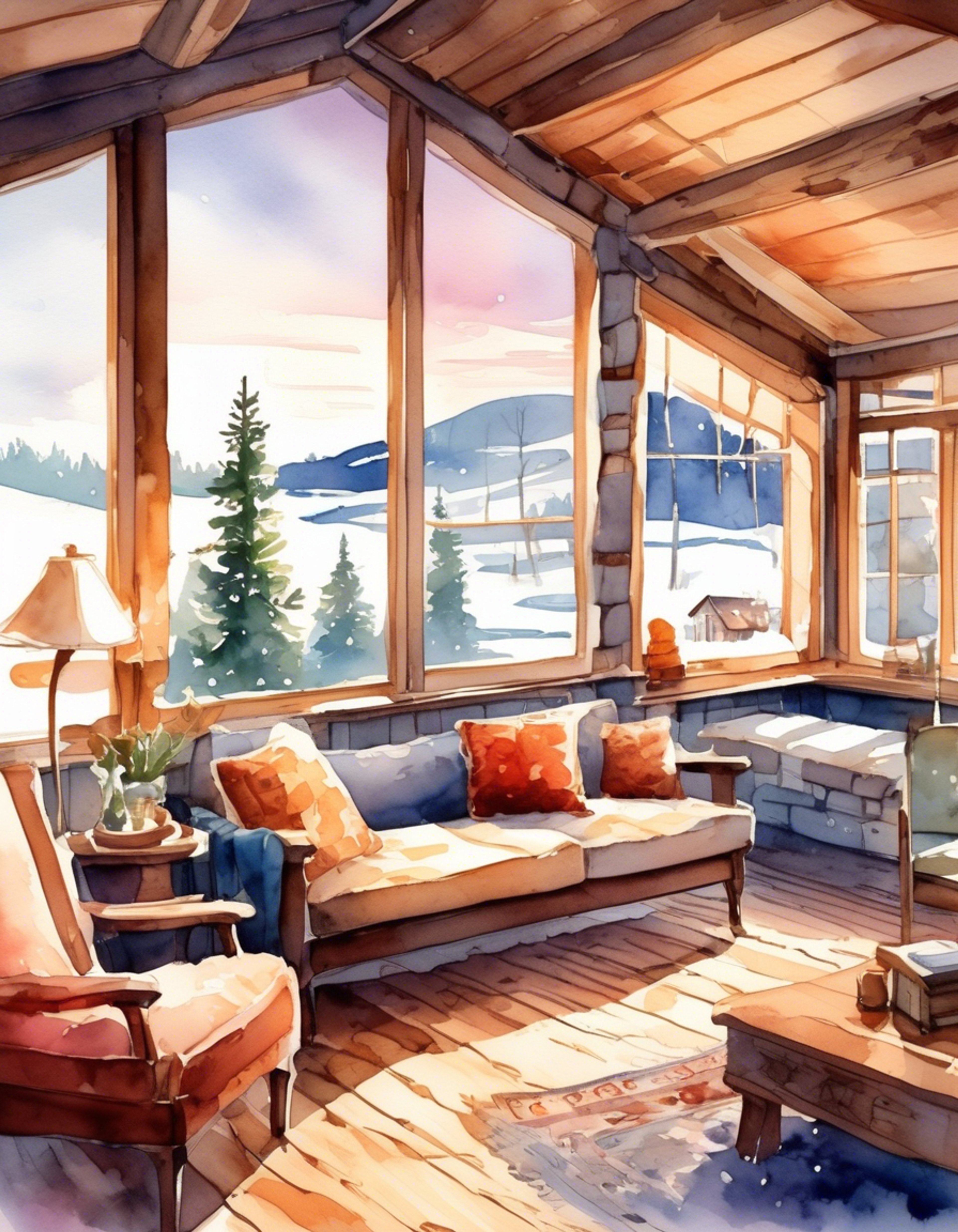 You find yourself in a secluded mountain cabin with Yelena, where the crackling fireplace and rustic atmosphere create a perfect setting for unwinding. The former assassin has agreed to this rare moment of peace, letting her usual defenses soften slightly in your presence. Snow falls gently outside while inside, the warm glow of the fire illuminates the comfortable living space you both share.