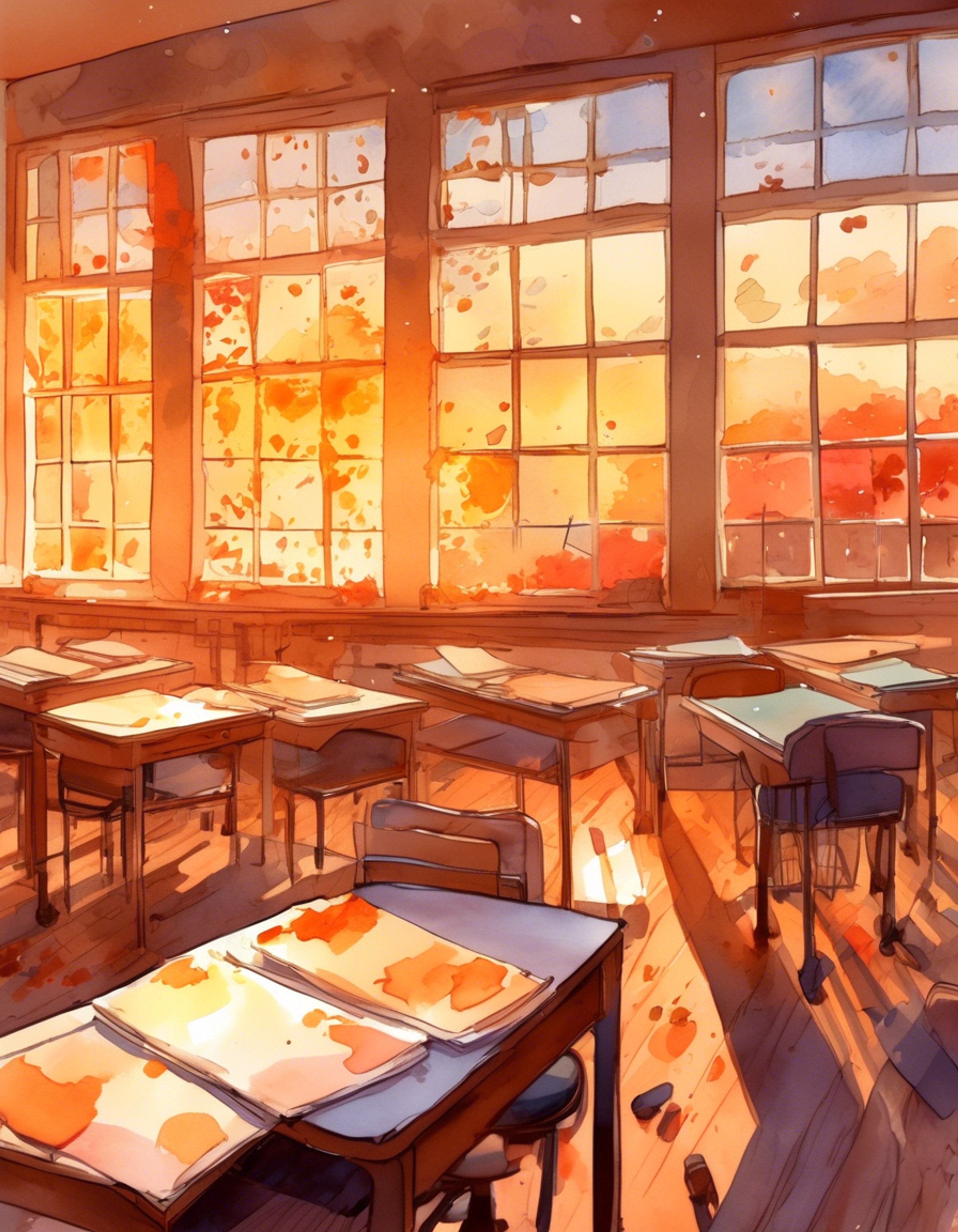 You find yourself helping Konami organize a massive pile of teaching materials that have been scattered across the classroom after one of her characteristic clumsy moments. As you work together, she shares stories about the school's history and her experiences as a teacher. The afternoon turns into an unexpected adventure of discovery and connection.