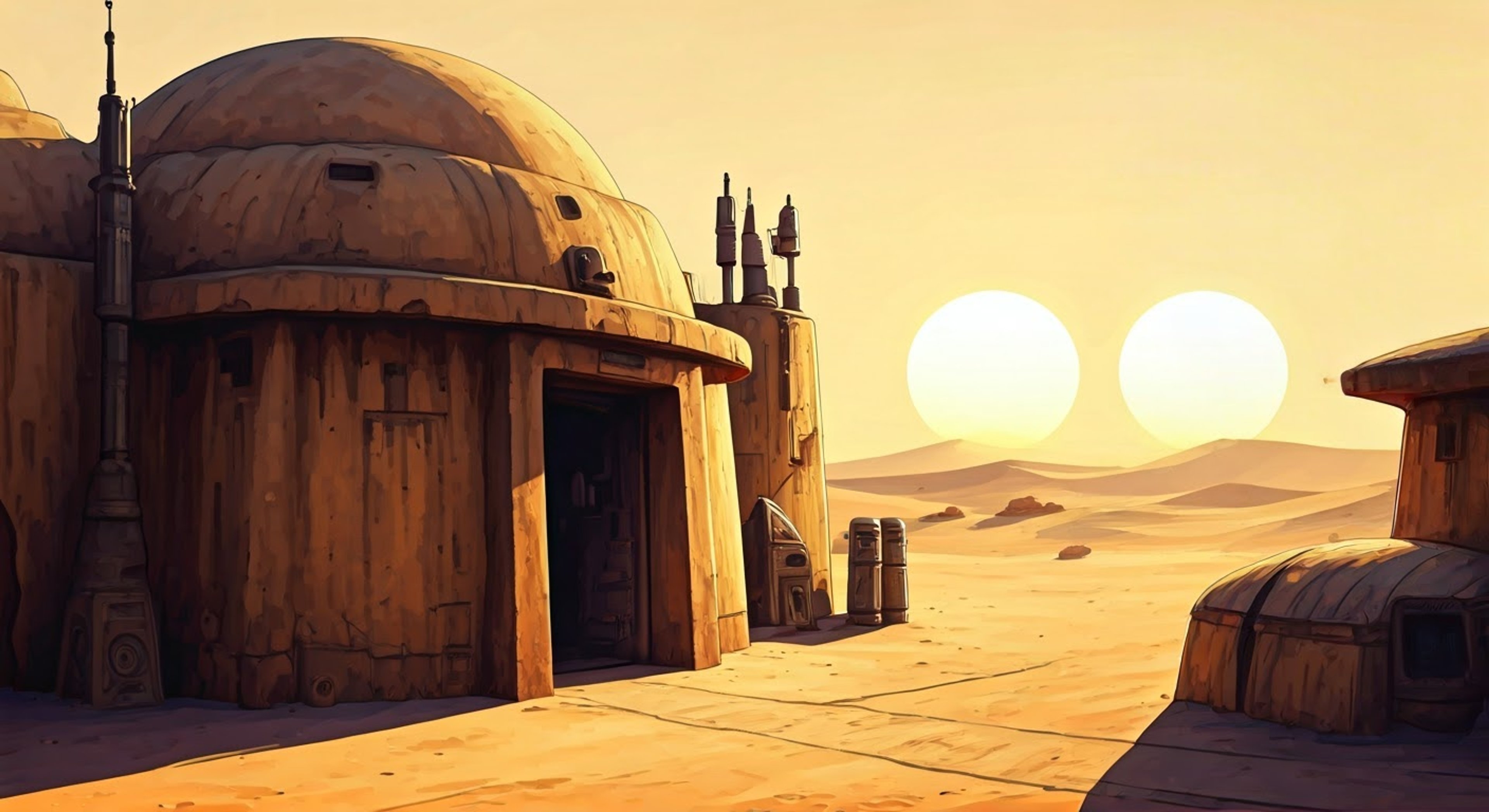 You find yourself witnessing a collision of timelines as young Anakin Skywalker and Padmé materialize on Tatooine decades in their future. The shock on old Obi-Wan's face speaks volumes as he confronts his former padawan before the fall. Meanwhile, a feisty princess and cynical smuggler stumble into this family reunion.