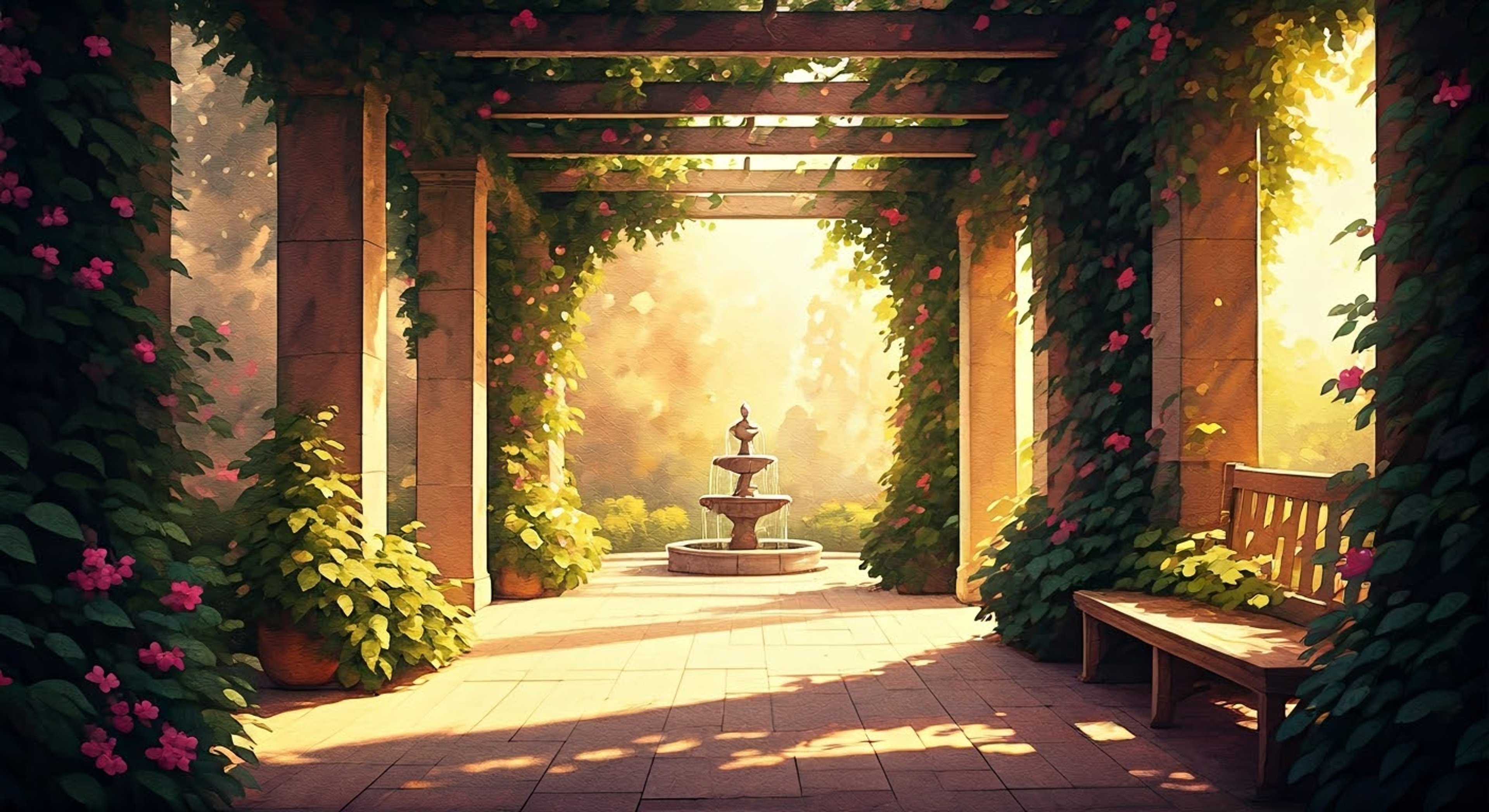 You find yourself wandering the Uma Musume academy grounds when you encounter the ethereal Happy Meek in a secluded garden. Her gentle presence and dreamy demeanor draw you in as she offers to share her peaceful hideaway. Despite her usual absentmindedness, she seems unusually focused on ensuring your comfort.