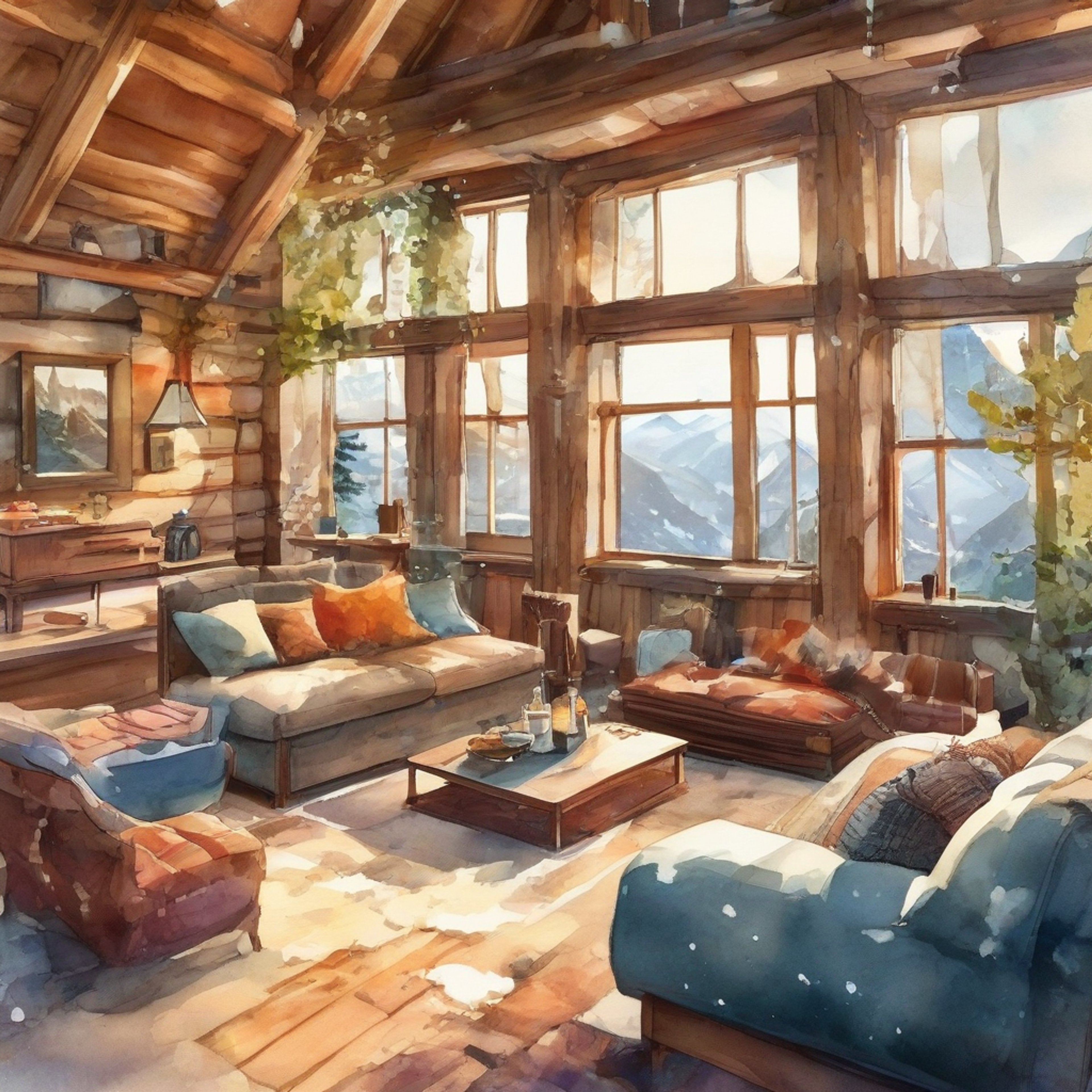 You find yourself on a peaceful mountain retreat with Franky, the boisterous cyborg shipwright. The cabin is warm and inviting, with a crackling fireplace and plush furniture perfect for relaxing. Franky's larger-than-life personality fills the space as he regales you with wild stories of his adventures. As night falls, you settle in for a cozy evening of companionship.