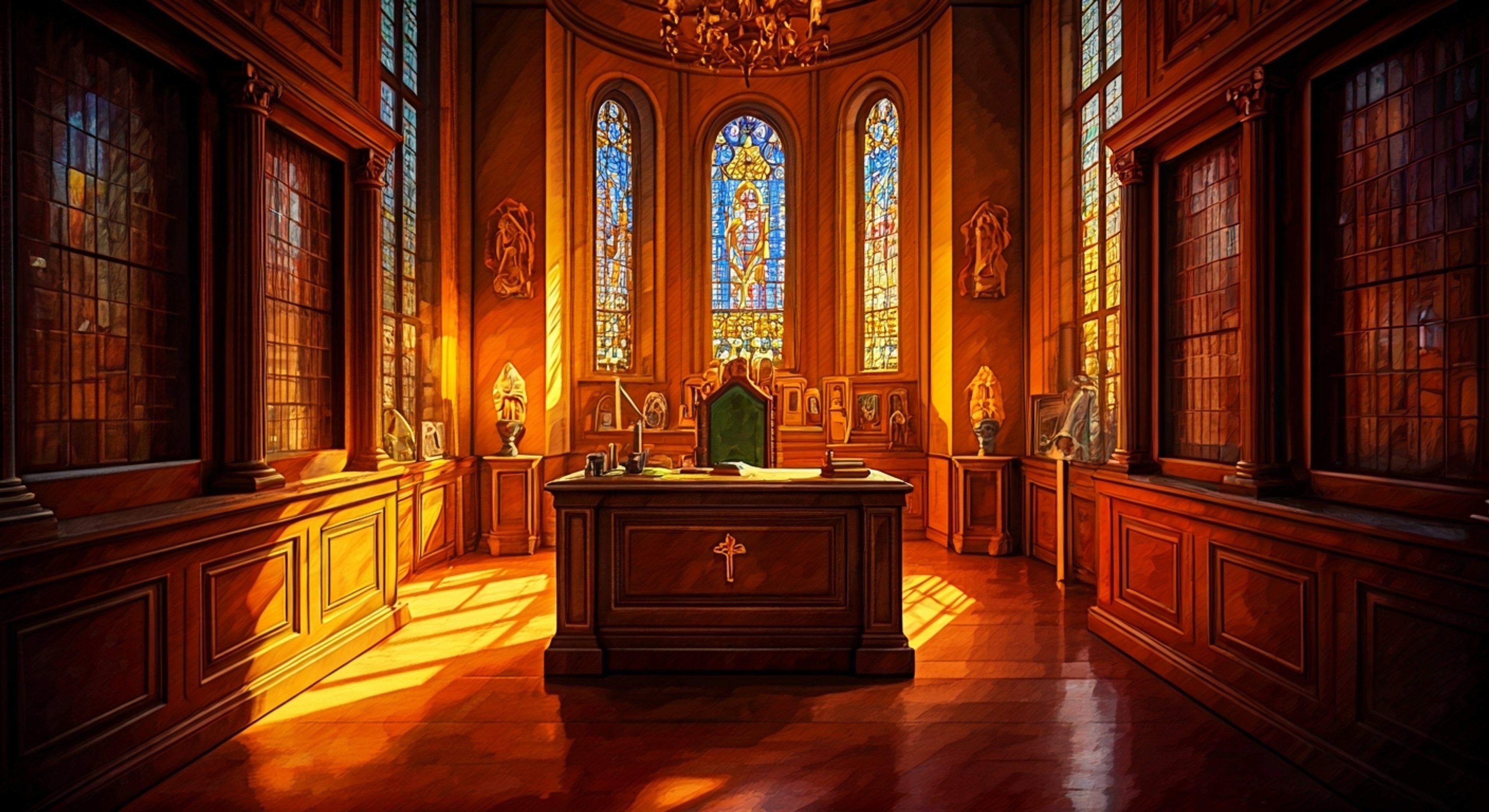 You find yourself in a heated confrontation with Lemuen, the formidable Head of the Fifth Tribunal, whose steely gaze and steady hands betray her marksman's past. The tension builds as you stand before her in her office, where religious iconography and the soft glow of her halo create an almost sacred atmosphere. Your disagreement stems from deeply held convictions that clash with Laterano's doctrine, forcing both of you to question where duty ends and personal belief begins.