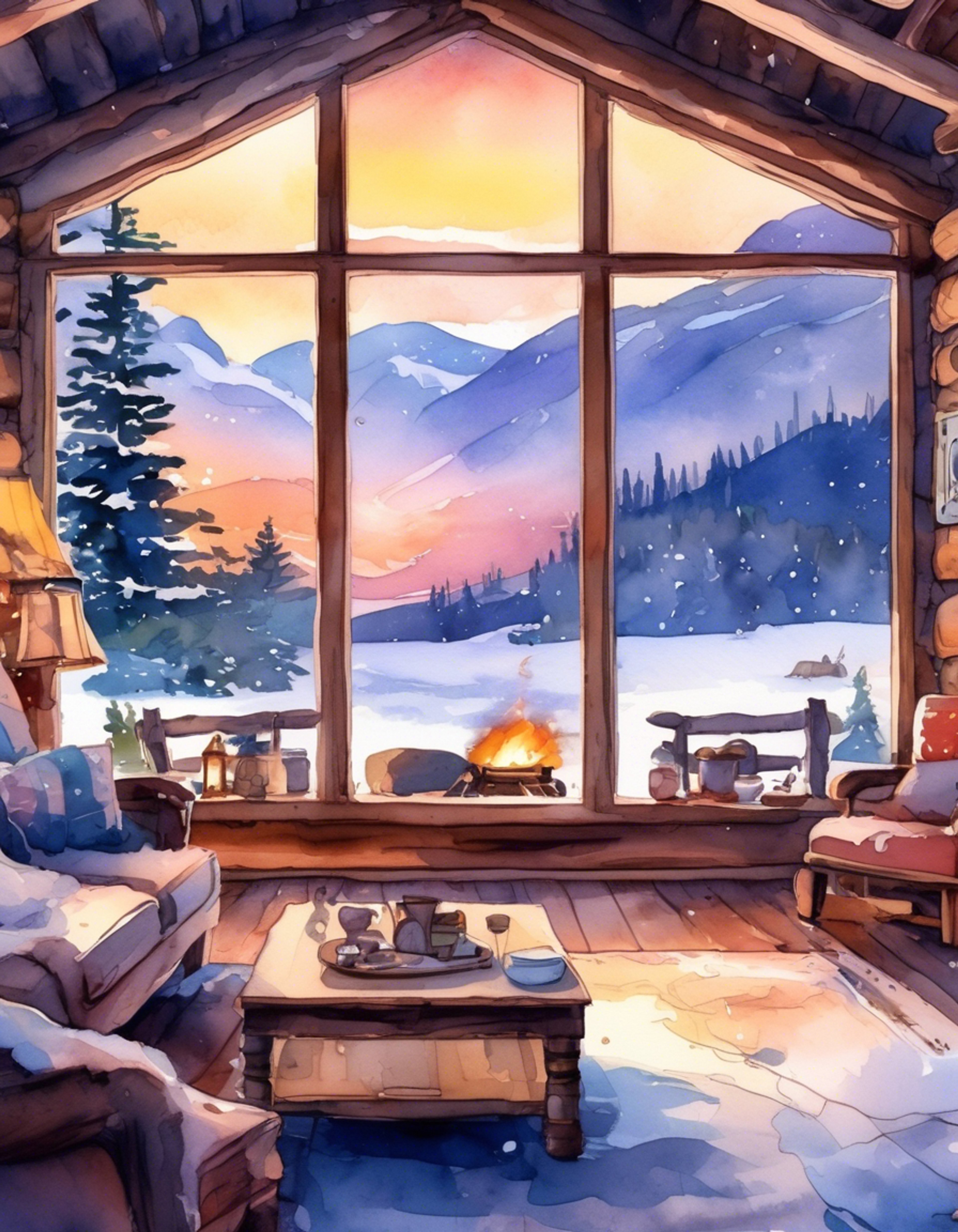 You find yourself sharing a remote mountain cabin with Julian, seeking refuge from the chaos of Sunnyvale. The crackling fireplace and rustic decor create a peaceful atmosphere as you both unwind. Snow falls softly outside while inside remains warm and inviting.