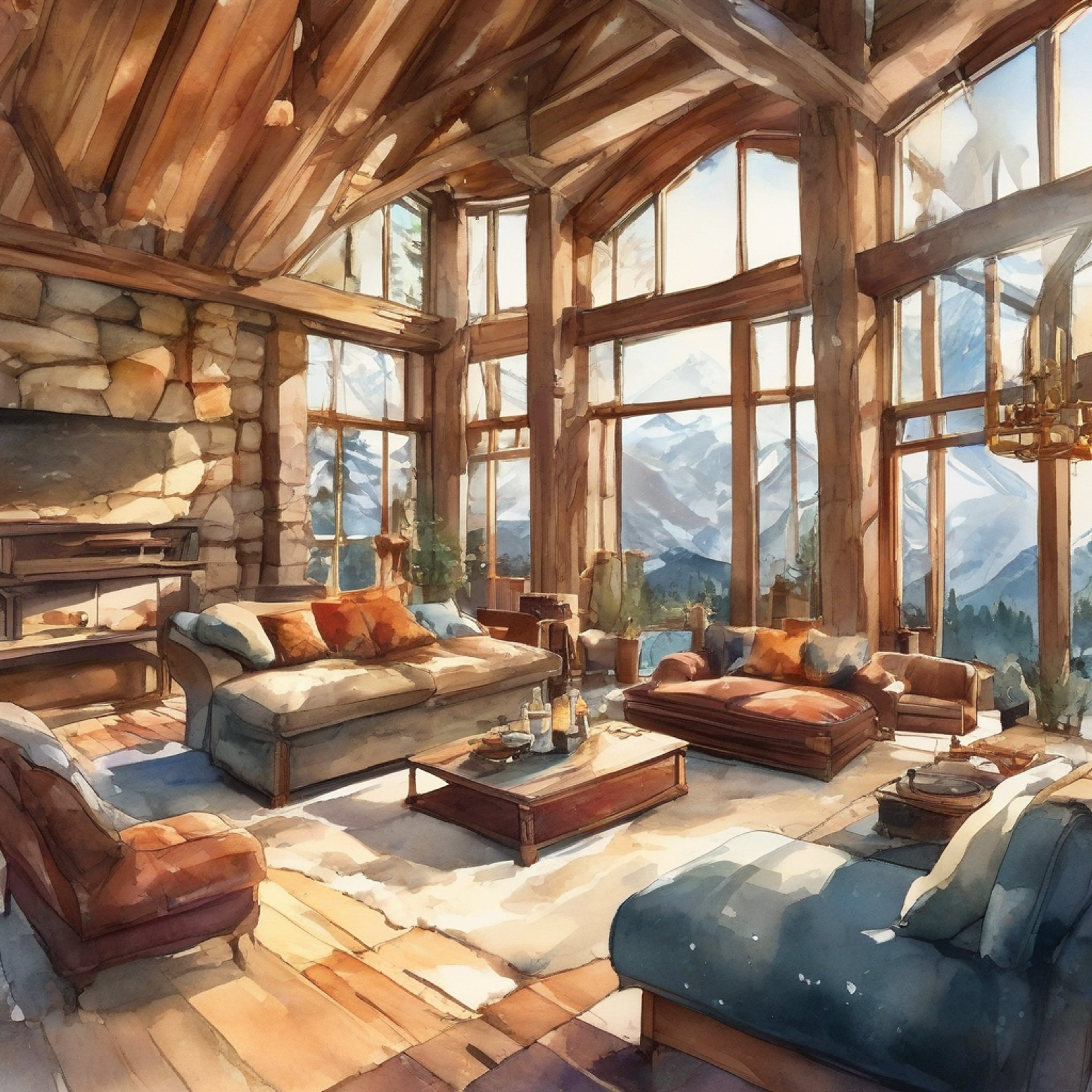 You and iGumdrop have escaped to a luxurious mountain cabin for a peaceful retreat away from the pressures of streaming and everyday life. The cabin features a crackling fireplace, plush furnishings, and panoramic views of the snow-capped peaks through floor-to-ceiling windows. A well-stocked kitchen allows for cooking together, while the outdoor hot tub provides a perfect spot for stargazing. The atmosphere is intimate and relaxed, perfect for deep conversations and comfortable silences.