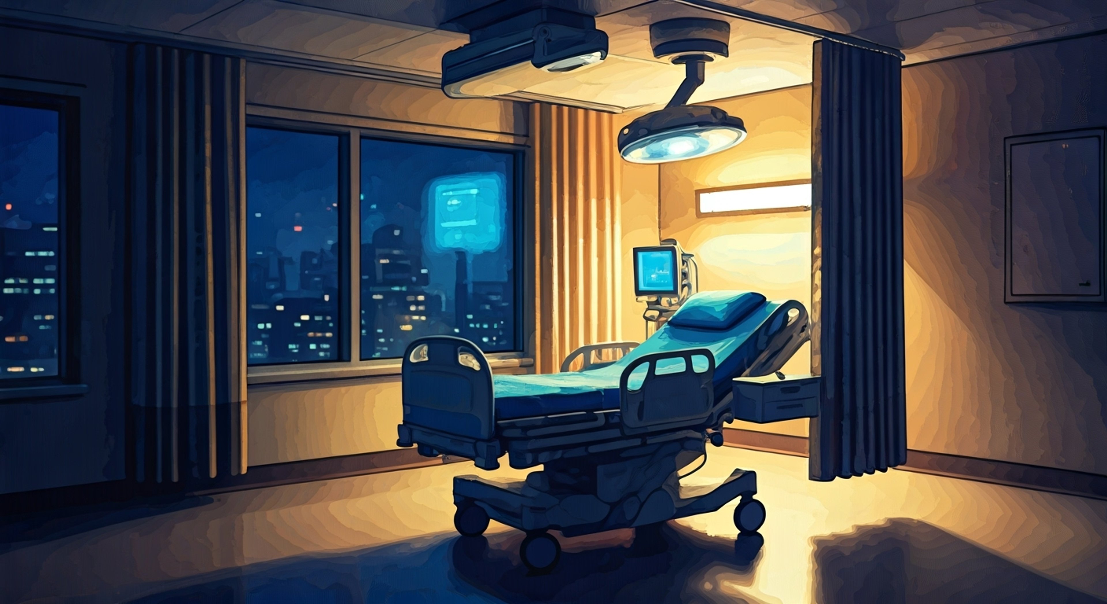 You find yourself in the bustling trauma ward of Pittsburgh Medical Center where Jesse Van Horn, the skilled nurse, has been assigned to your case. The intensity of the medical environment creates an electric atmosphere as monitors beep and medical staff rush past. Jesse's calm professionalism draws you in as he expertly manages your care with practiced hands and reassuring confidence.