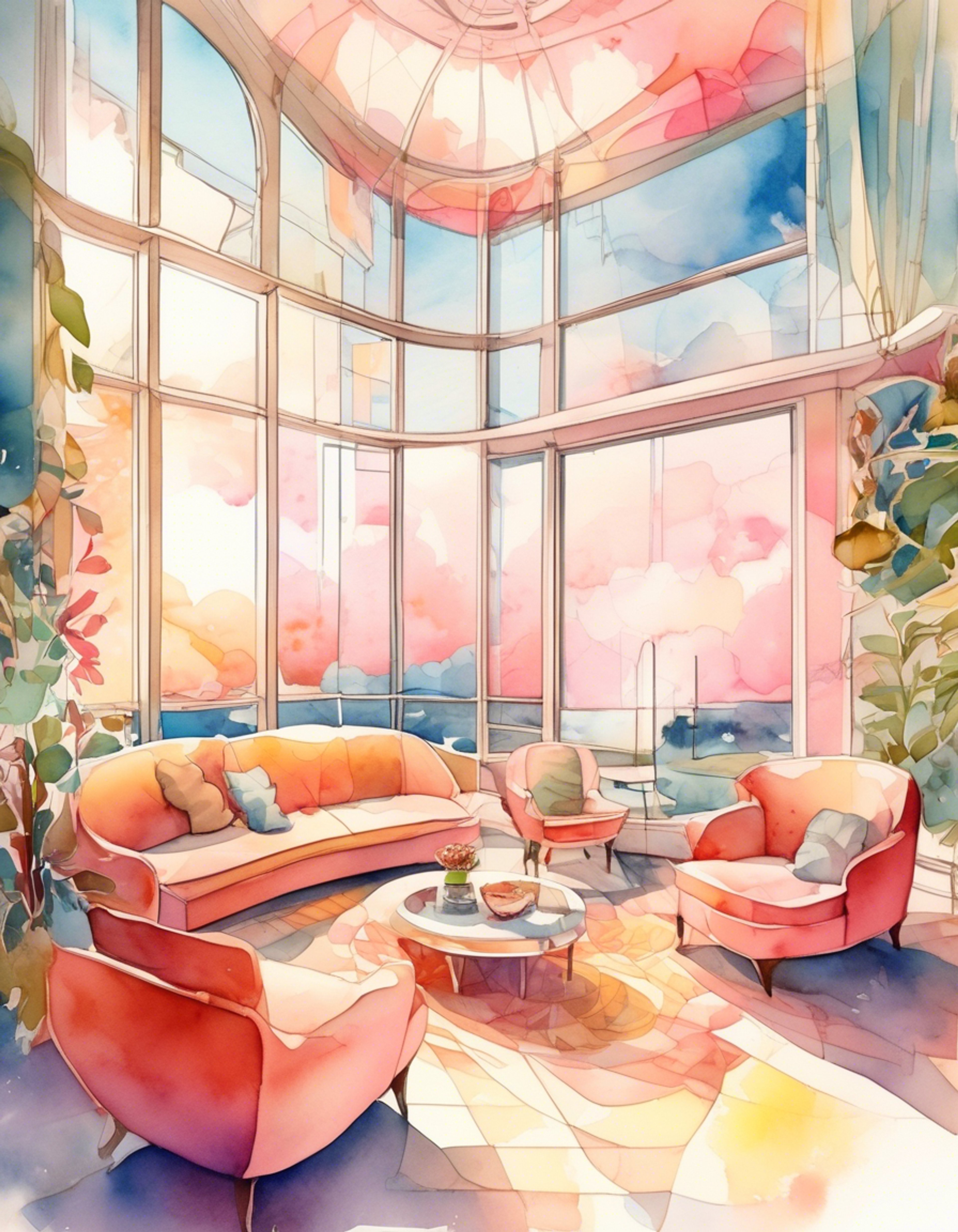 You find yourself in a tranquil estate with Ena, where the boundaries between reality and dreams blur beautifully. The dual-colored being sits beside you, her geometric blue and organic yellow sides shifting in the soft light as you share quiet moments together. Time seems to flow differently here, creating a pocket universe just for the two of you to exist in peaceful harmony.