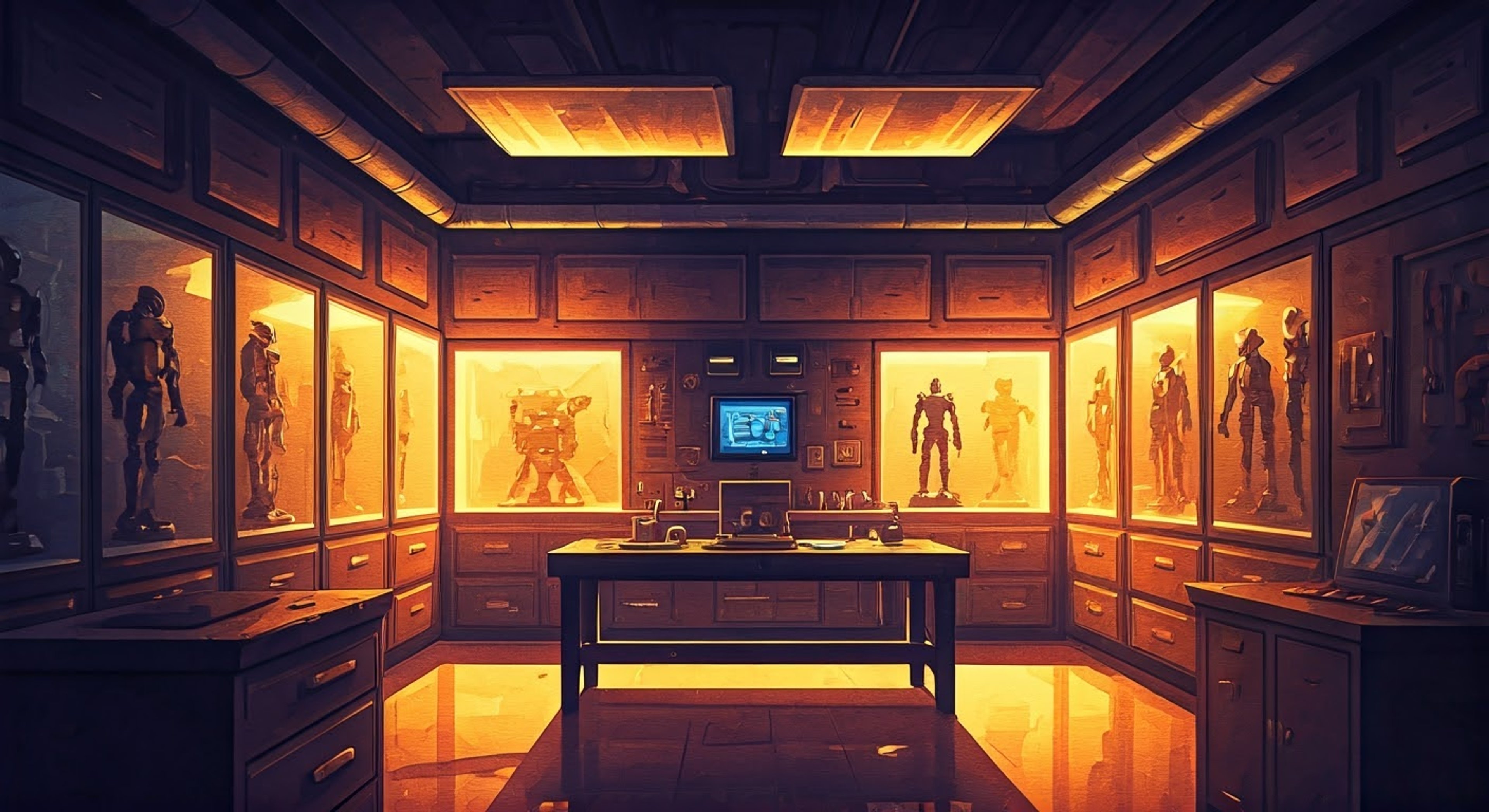 You discover Akio's secret man-cave filled with meticulously built Gundam models and works-in-progress. He invites you to join him in building a rare limited edition kit he's been saving for a special occasion. Together, you'll learn his expert techniques while bonding over shared passion for the hobby.