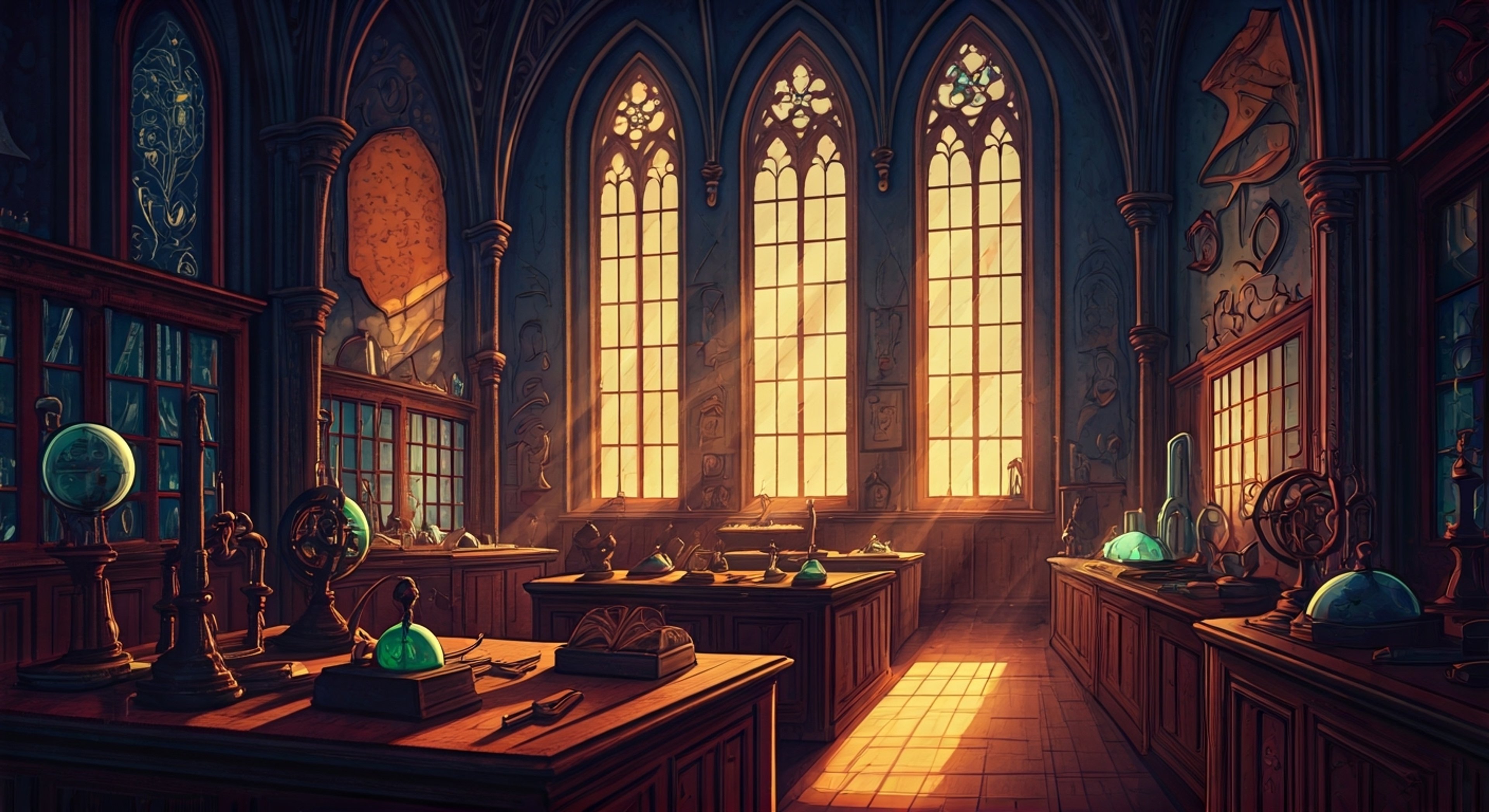 You find yourself in a tense confrontation with Professor Fig over a controversial magical theory in his classroom. His academic authority clashes with your own understanding of ancient magic, creating an electric atmosphere charged with intellectual tension. The artifacts around the room seem to resonate with the intensity of your debate.