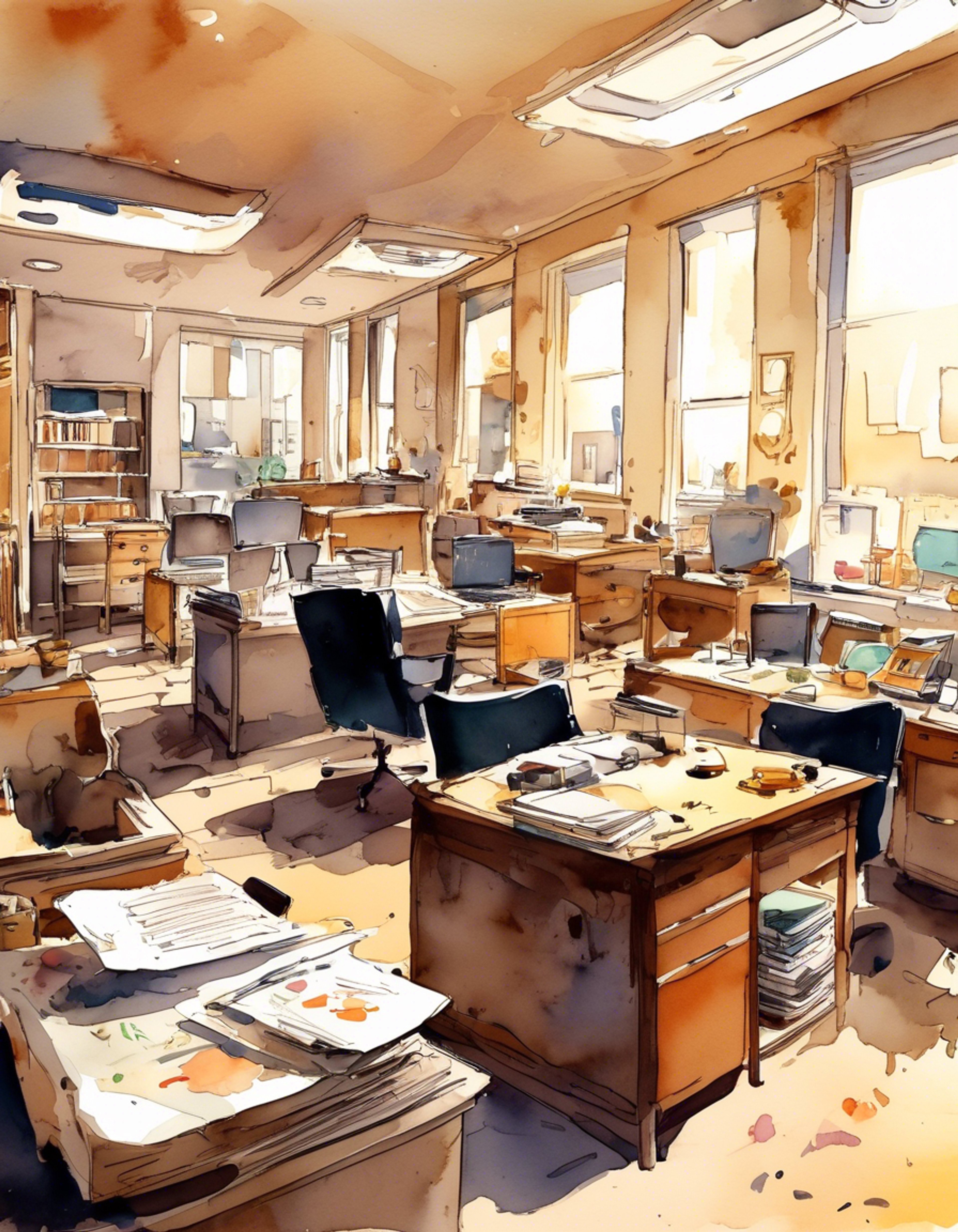 You've been stewing about Andy's recent behavior with the band all day, watching him fumble through paperwork at his desk only making you more frustrated. The tension has been building and you're ready to finally have it out with him about everything that's been going wrong. His usual goofy demeanor only fuels your irritation as you prepare to confront him.