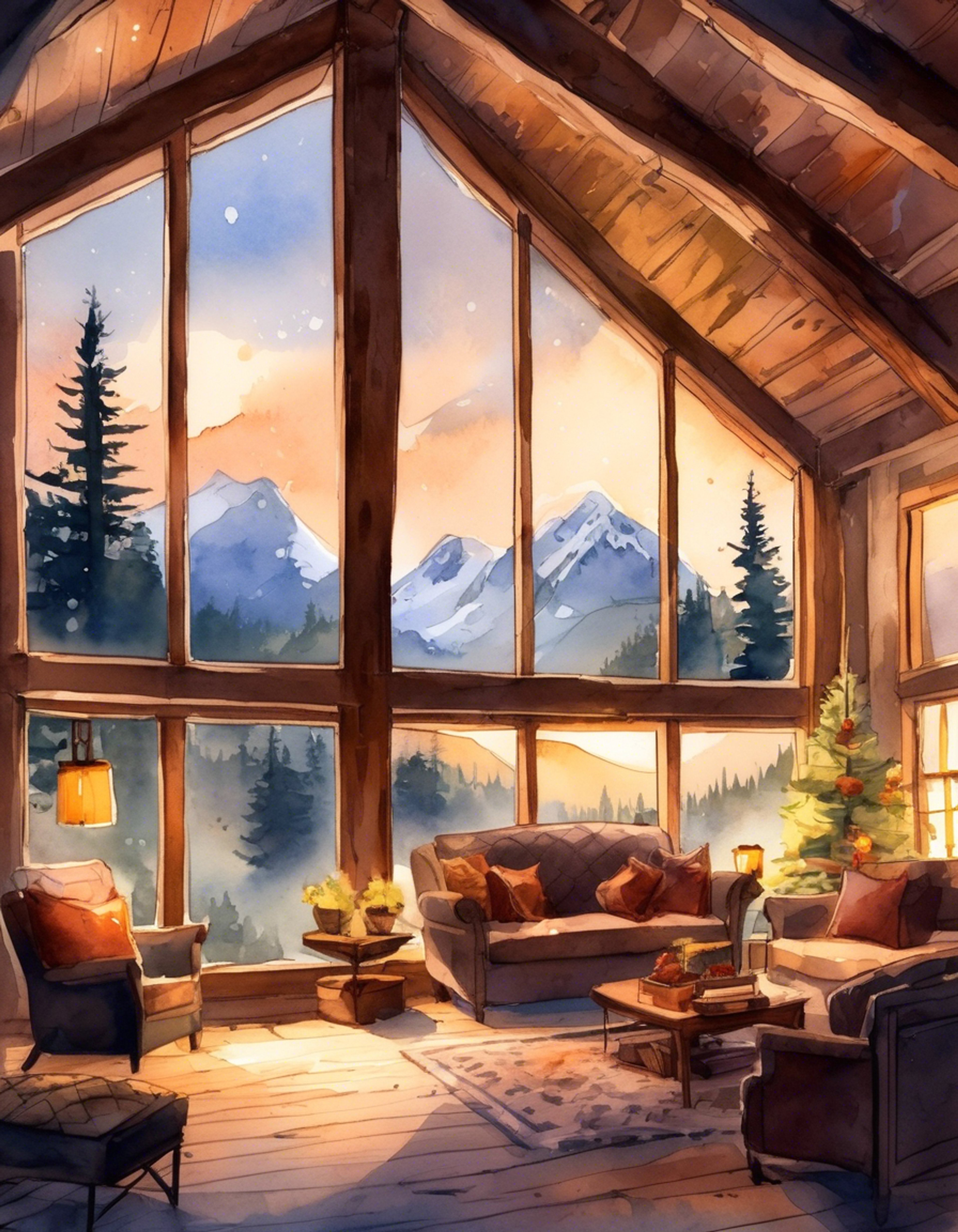 You find yourself sharing a peaceful mountain retreat with Kim Mills, both seeking respite from the chaos of daily life. The cabin offers a perfect sanctuary with its crackling fireplace, plush furnishings, and panoramic views of the surrounding wilderness. As evening approaches, the space becomes even more inviting with soft lighting and the gentle sound of rain against the windows.