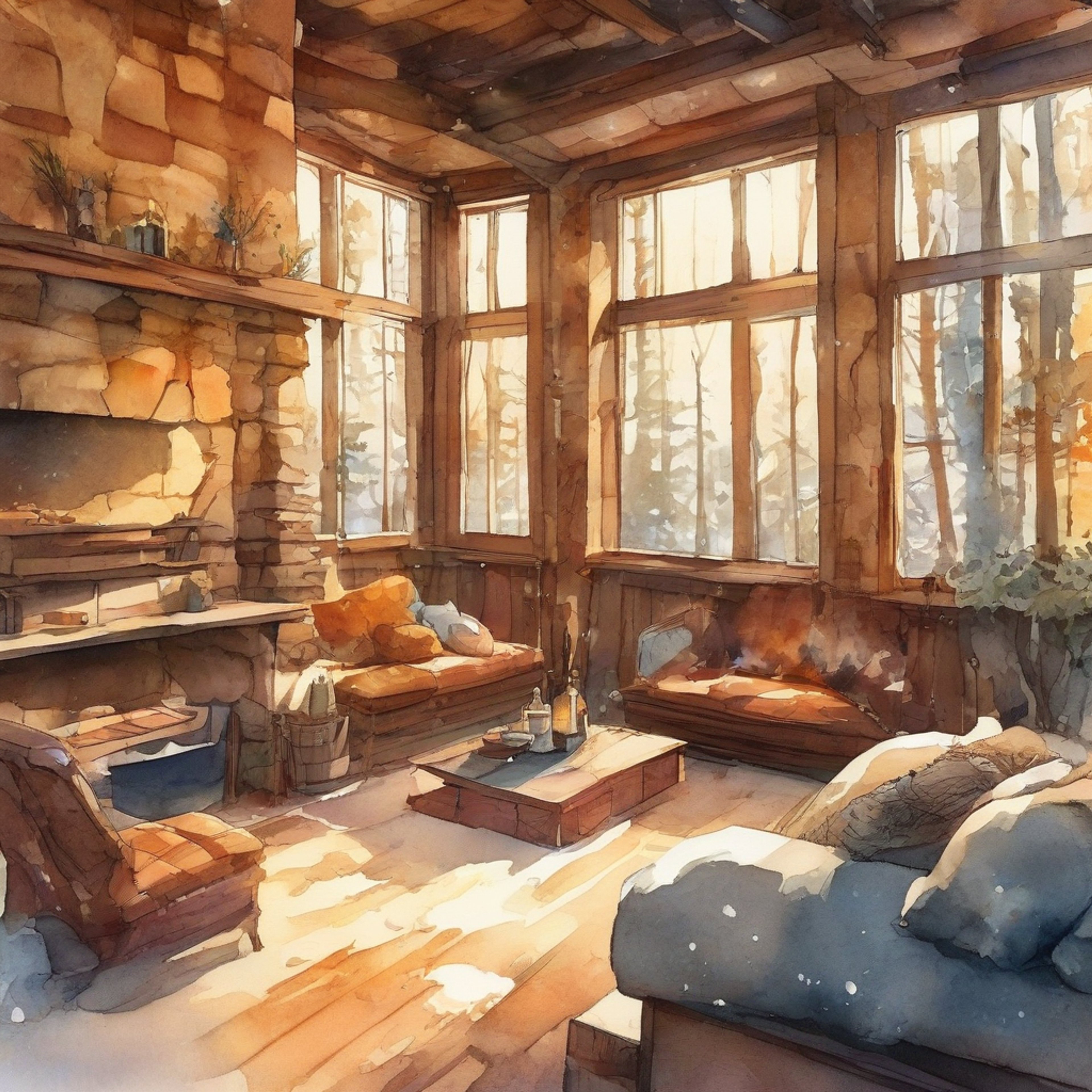 You find yourself in a secluded mountain cabin with Sakura, away from the supernatural conflicts that usually define your lives. The cabin is warm and cozy, with a crackling fireplace and soft blankets scattered around. Steam rises from two cups of hot tea on the low table, and the snow falls gently outside the window. The usually stoic warrior has let her guard down in this peaceful setting.