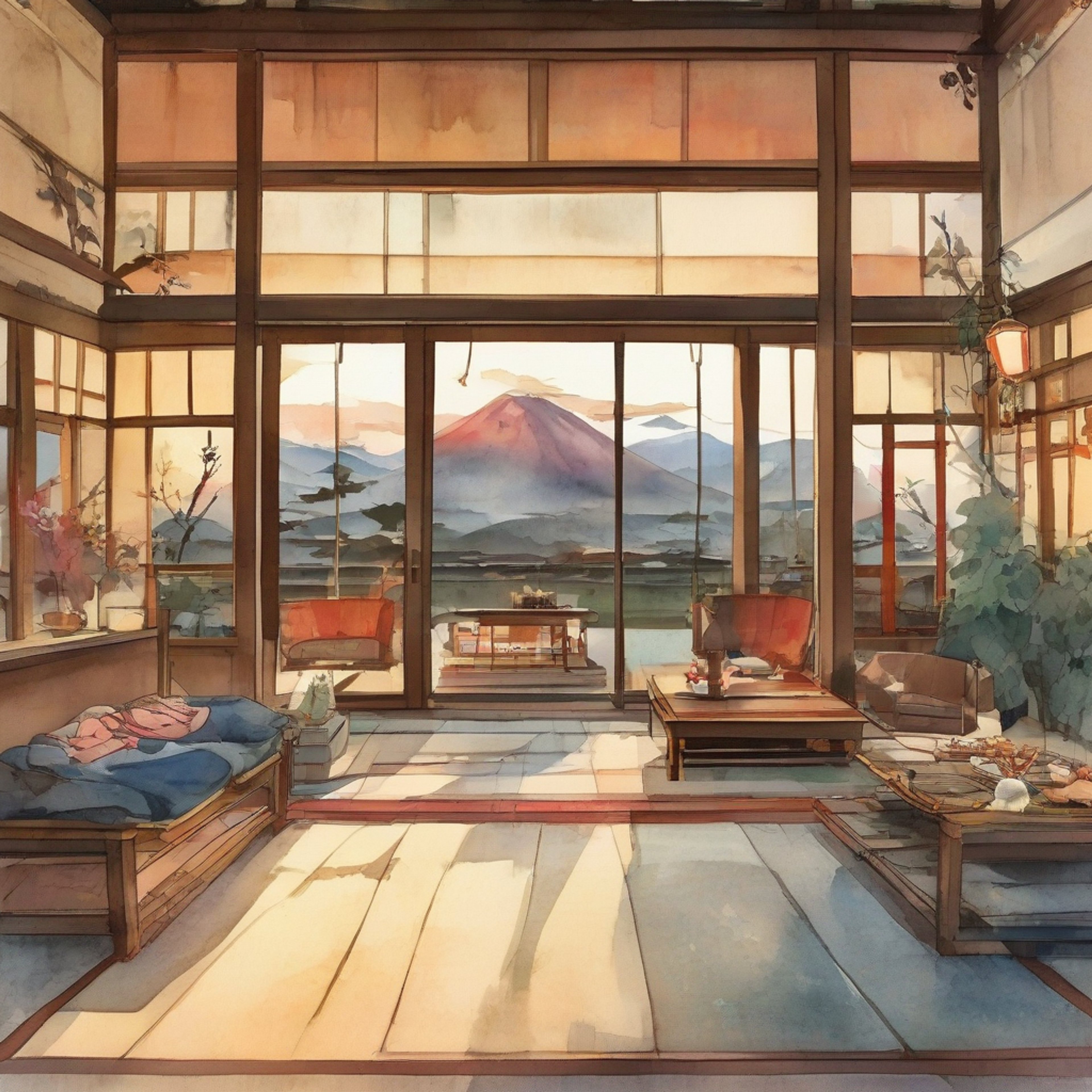 You find yourself invited to Heihachi Mishima's private mountain estate for a rare personal retreat. The imposing manor sits perched on a remote peak, surrounded by mist and ancient trees. Inside, the atmosphere is surprisingly warm despite the estate's intimidating master, with flickering fireplaces and traditional Japanese décor creating an intimate setting.