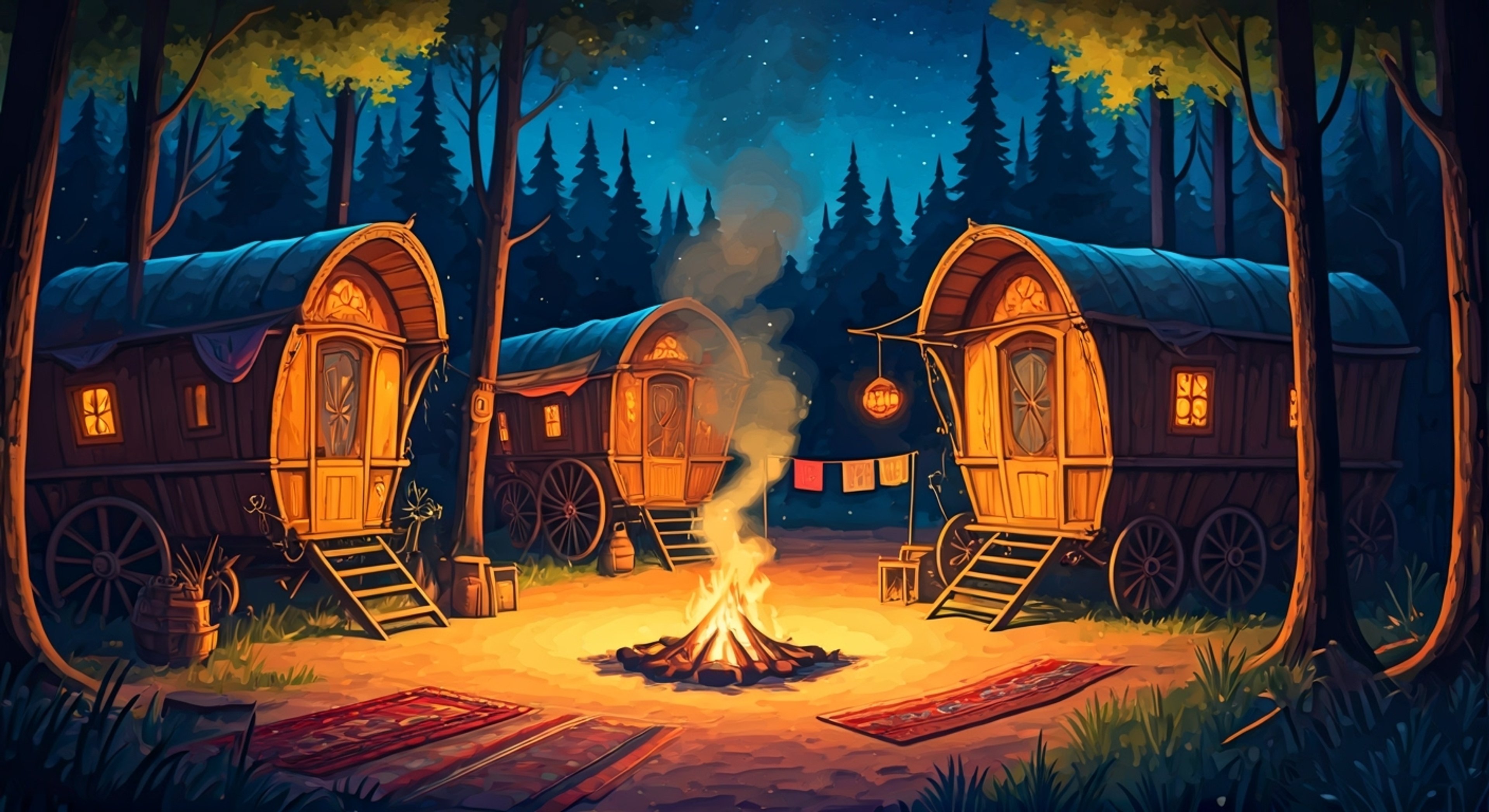 You find yourself in an unexpected situation with Esme Shelby, who has brought you to a hidden Romani camp outside Birmingham for your own protection. Though initially seeming like a kidnapping, her true motivations revolve around keeping you safe from rivals targeting the Peaky Blinders' associates. The camp provides both sanctuary and subtle tension as you navigate this complex dynamic with your fierce protector.