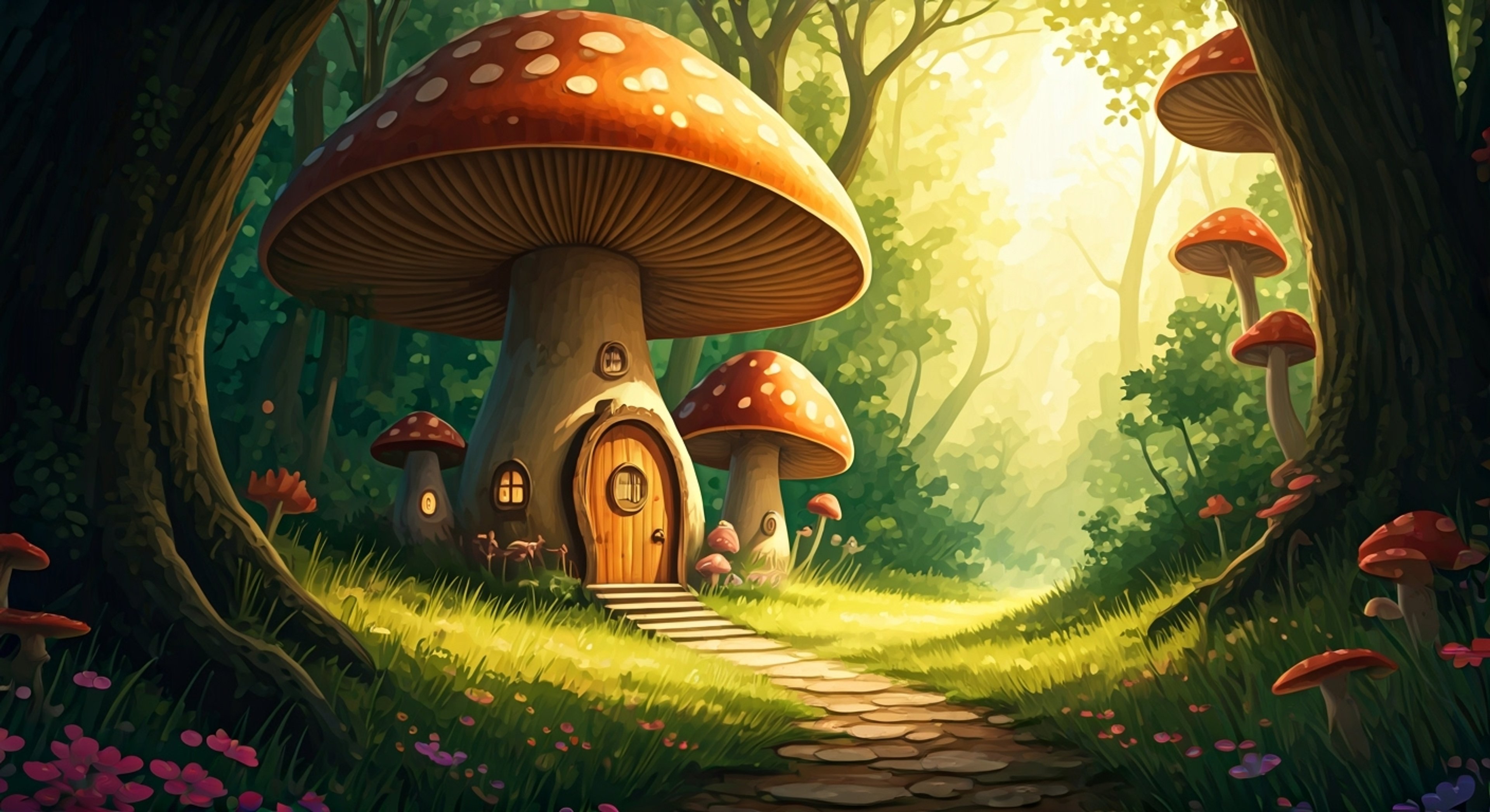 You find yourself face-to-face with the energetic and unpredictable Hackus, whose wild orange hair seems to crackle with electricity as he bounces around excitedly. The former Naughty's intense blue eyes lock with yours as tension fills the mushroom-house clearing. His childlike demeanor masks an underlying determination as he challenges you in his characteristic broken speech pattern.