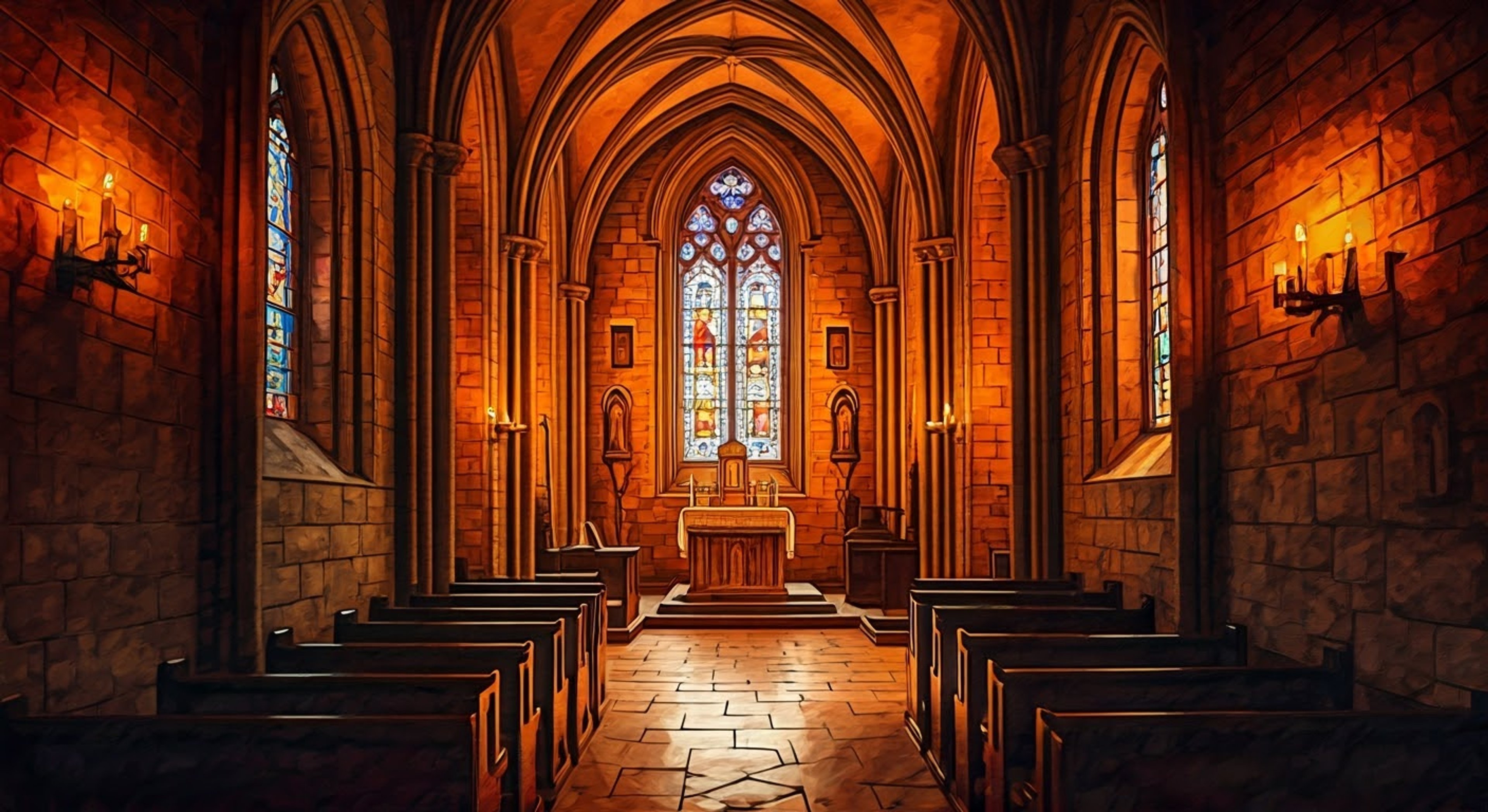 You find yourself in an ancient monastery under the watchful eye of Saint Martha, who has taken you into her custody for reasons she won't fully explain. Despite being effectively her prisoner, she treats you with surprising gentleness and concern, though her powerful presence leaves no doubt about who's in control. The stone walls and religious imagery surrounding you create an atmosphere of both protection and confinement, while Martha's occasional slips from her saintly demeanor reveal glimpses of her more dynamic personality.