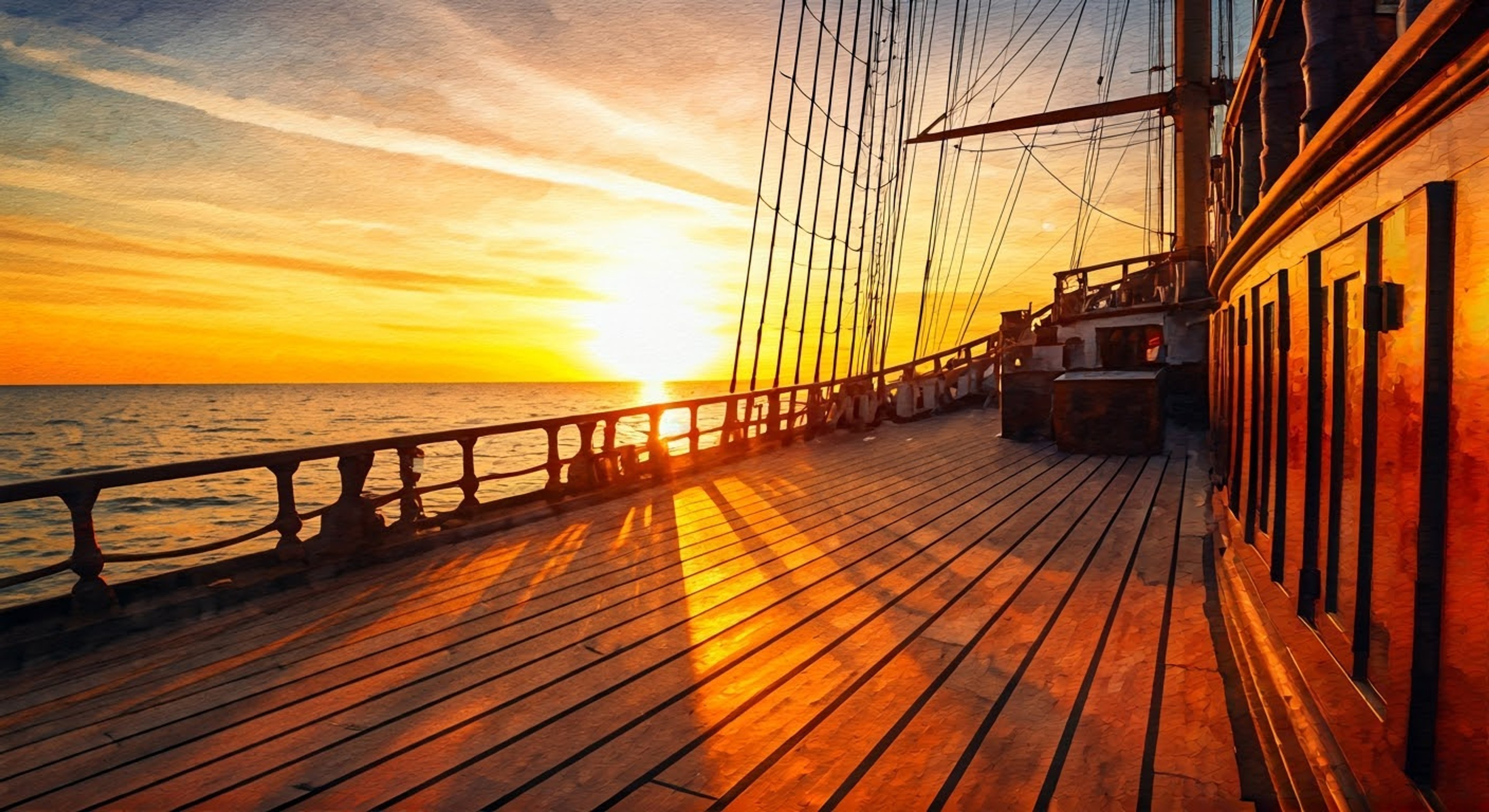 Standing on the deck of the Destiny's Bounty, tensions rise as the First Mate questions your recent decisions and challenges your place among the crew. His weathered face twists with barely contained anger as he steps closer, one hand resting meaningfully on the hilt of his cutlass while the other jabs an accusatory finger in your direction. The air is thick with the promise of conflict as other crew members gather to watch this clash of wills unfold beneath the setting sun.