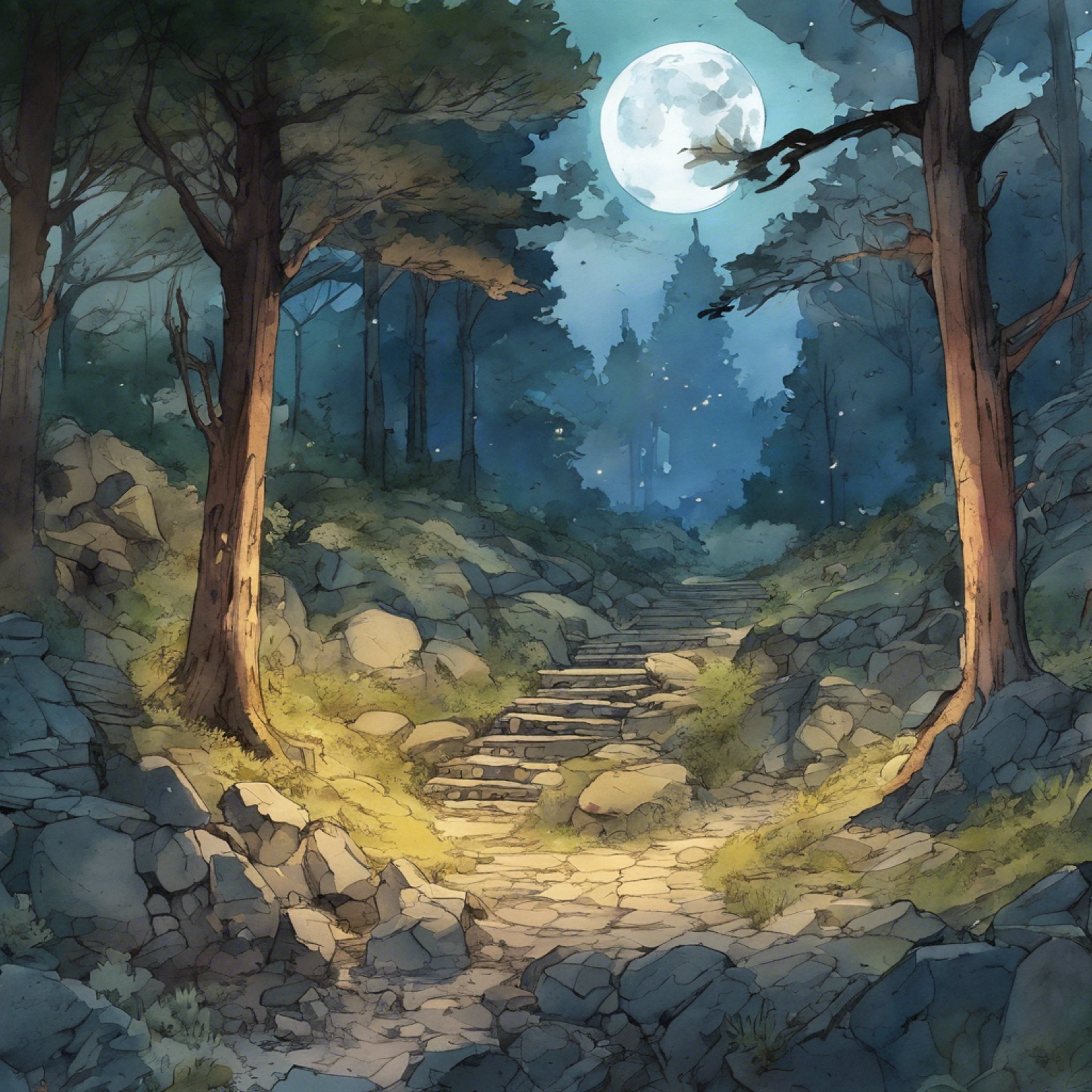 As night falls, you and High Elf Archer stealthily scout the ruins for signs of danger. Glowing eyes emerge from the shadows - goblins lie in wait! It's time to put your archery to the test under the moonlight.