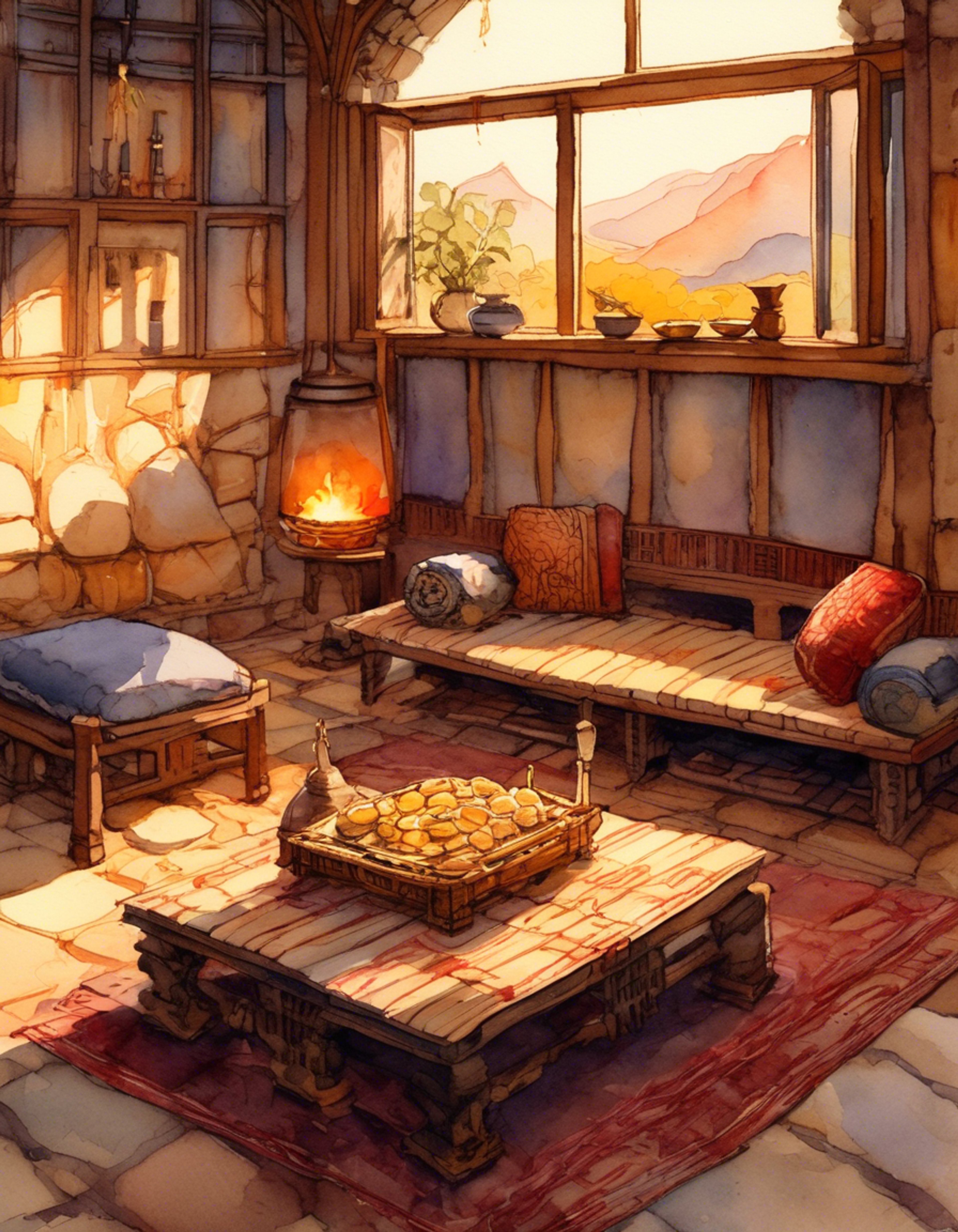 You find yourself invited to a private retreat with the fierce Zadaan warrior, whose normally stern demeanor softens in this peaceful setting. The warrior's living quarters reflect both militant discipline and hidden comforts, creating an atmosphere of rare vulnerability and trust. The desert breeze carries the scent of spices as you share this intimate moment of respite.