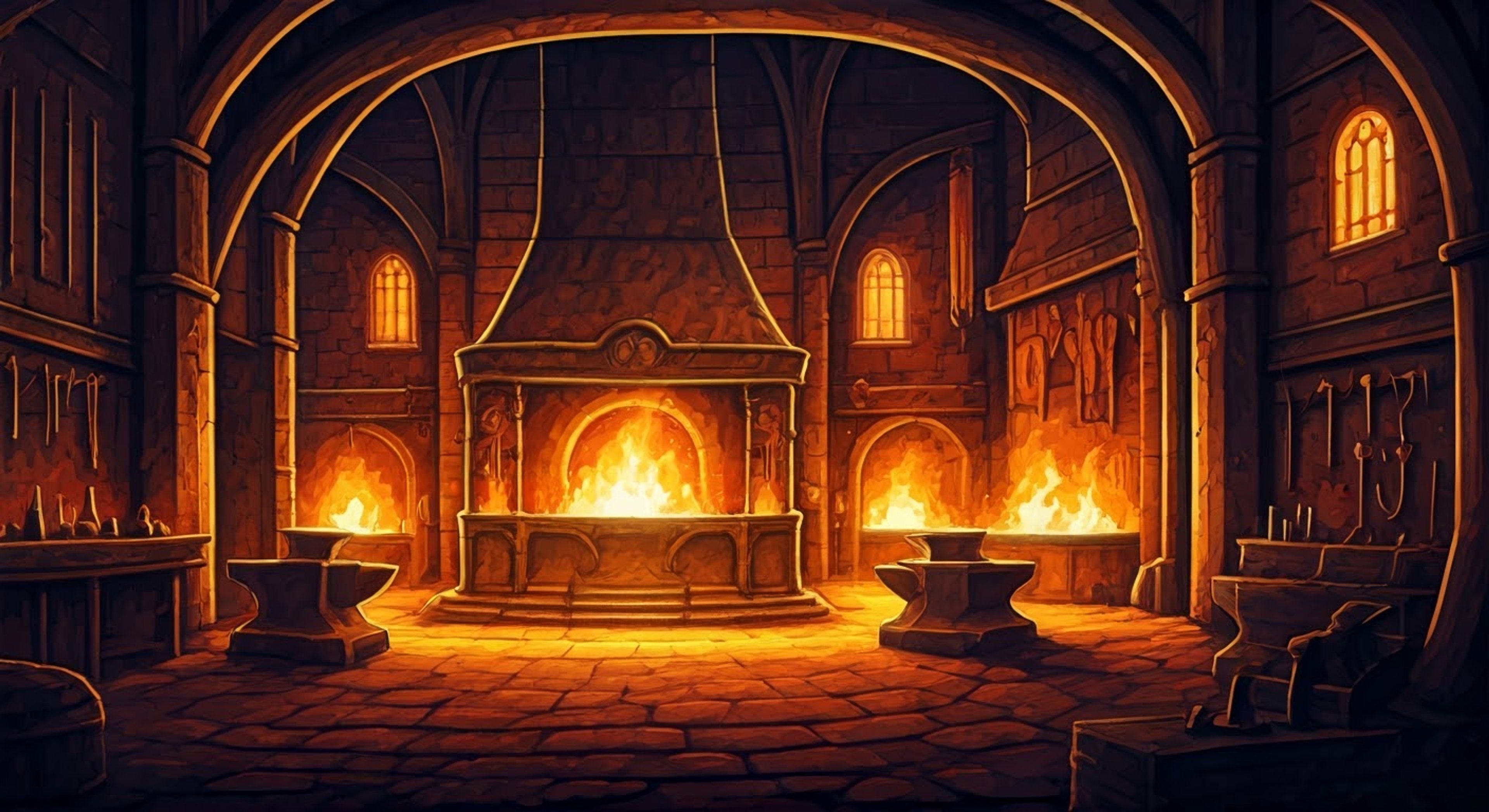 You find yourself in Vulkan's personal forge on Nocturne, where the Primarch has agreed to teach you the ancient art of crafting weapons and artifacts. The air is thick with heat and the scent of molten metal as you prepare to learn from one of humanity's greatest artificers. This is a rare opportunity to study under a legendary figure whose knowledge spans millennia.