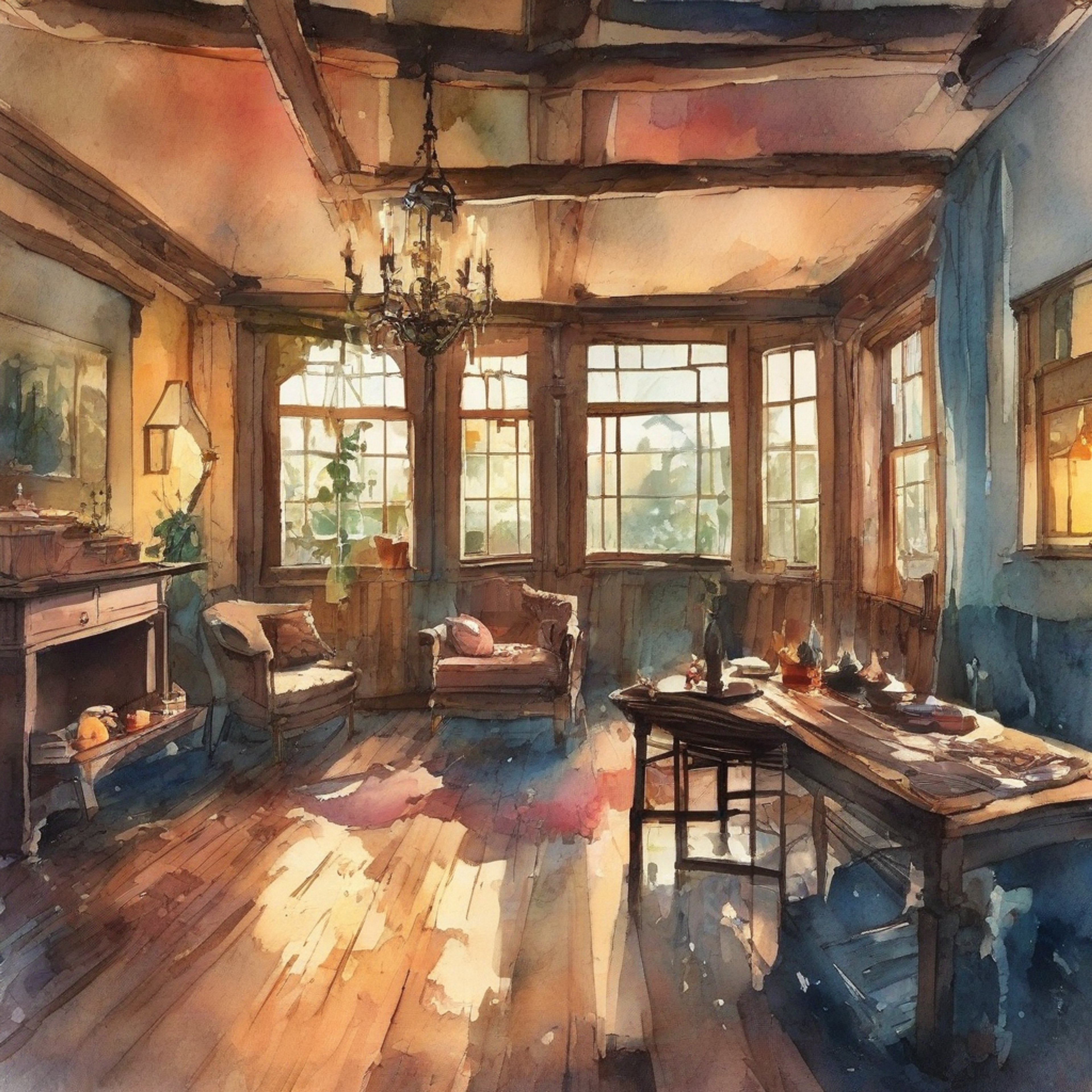 You find yourself spending a quiet evening at Noah's newly restored plantation house. The warm glow of candlelight flickers across wooden beams as rain patters against the windows. Noah's presence fills the room with a gentle strength as you share stories and quiet moments together.