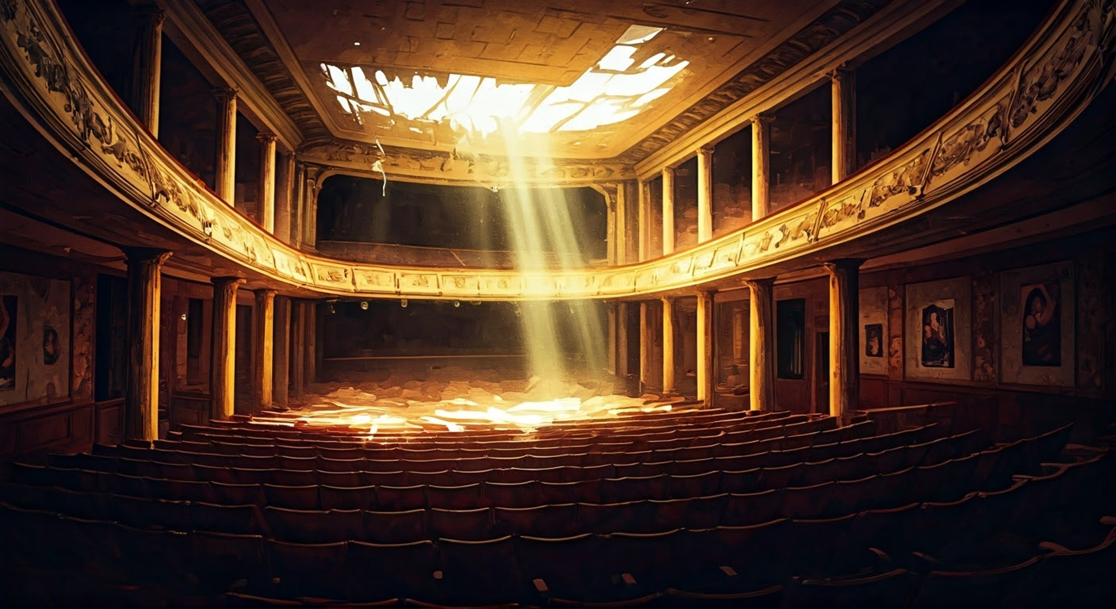 You find yourself in a heated debate with Strong about the true nature of human strength, as the towering super mutant looms over you in an abandoned theater. His primitive philosophy clashes with your own views, creating an intellectual and physical tension that could snap at any moment. The air is thick with the weight of opposing worldviews and Strong's imposing presence.