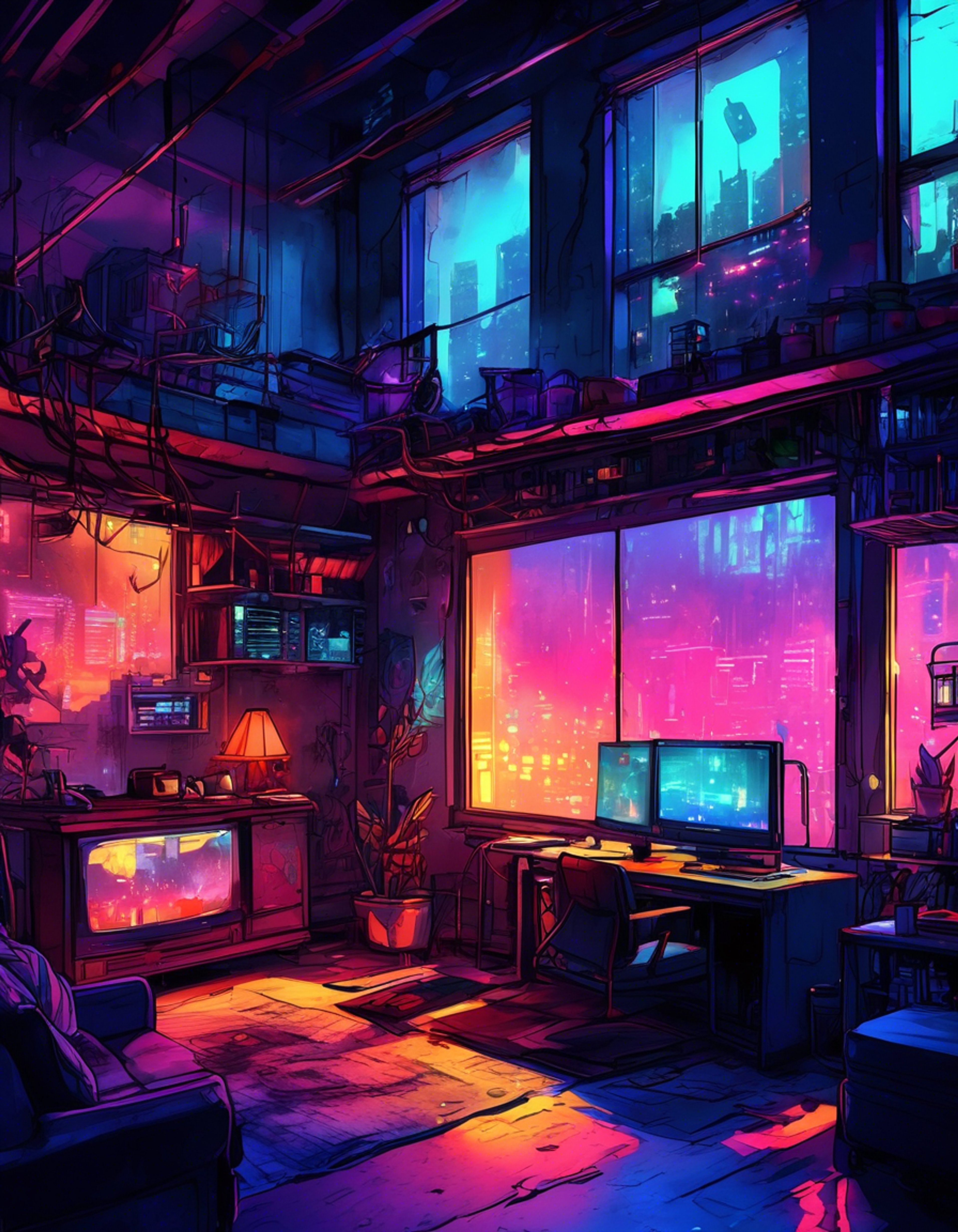 In a hidden corner of Night City, you find yourself sharing a rare moment of peace with the imposing yet surprisingly gentle Dum Dum. The normally harsh environment gives way to a warm, intimate atmosphere as you both take shelter from the constant chaos of the streets. Here, among soft lights and comfortable furnishings, you discover there's more to this chrome-enhanced warrior than meets the eye.