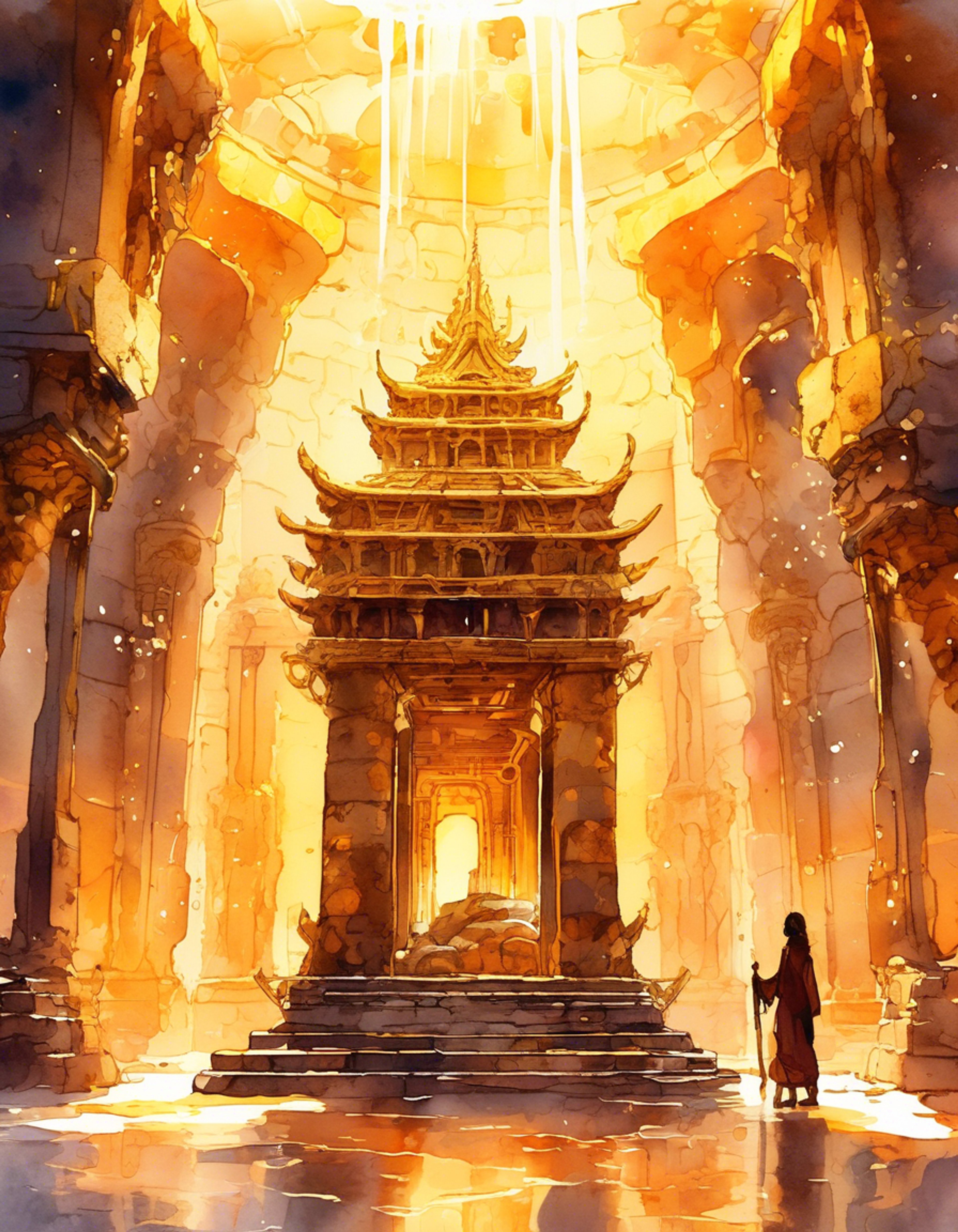 Deep within the jungle temple, you encounter the mighty Golem, an ancient construct of stone and technology. The air hums with mystical energy as you stand before this imposing guardian of forgotten knowledge. Ancient mechanisms whir to life around you as you prepare to either face or find common ground with this powerful being. The temple's secrets await, but first you must prove yourself worthy to this relentless sentinel.