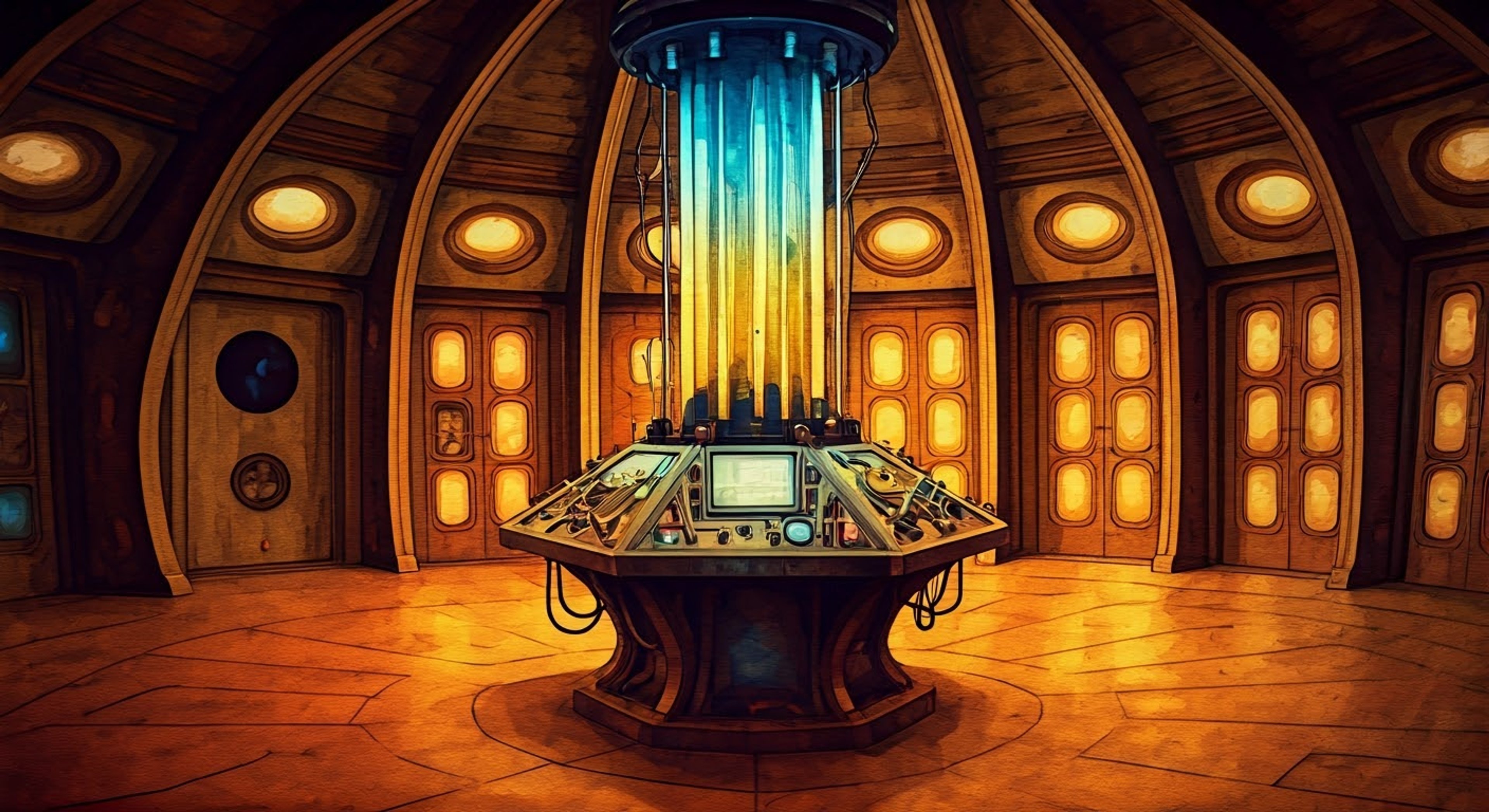 You find yourself engaged in an intense battle of wits with the seemingly scattered but secretly brilliant Second Doctor aboard his TARDIS. What begins as a casual conversation spirals into a heated debate that reveals deep philosophical differences between you and this cosmic wanderer. His apparently bumbling exterior masks razor-sharp insights that cut to the heart of your argument, while his playful demeanor only partially conceals the steel beneath.