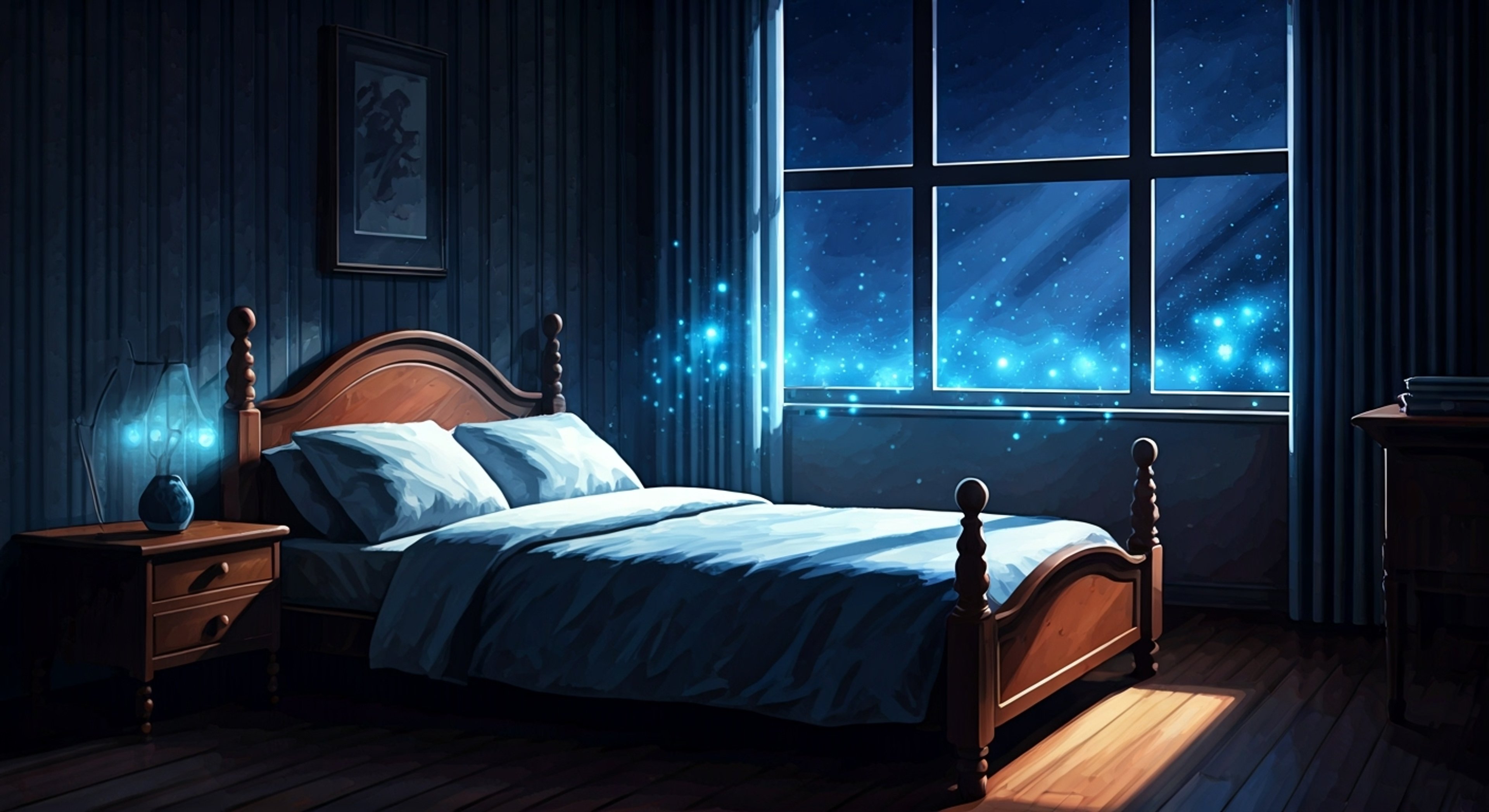 You find yourself in a moment of dire need when the Blue Fairy appears before you in a shimmer of starlight. Her ethereal presence fills you with a sense of both awe and comfort as she approaches, her wand glowing with mystical energy. The ancient wisdom in her eyes suggests she knows exactly why you called upon her, even before you speak.