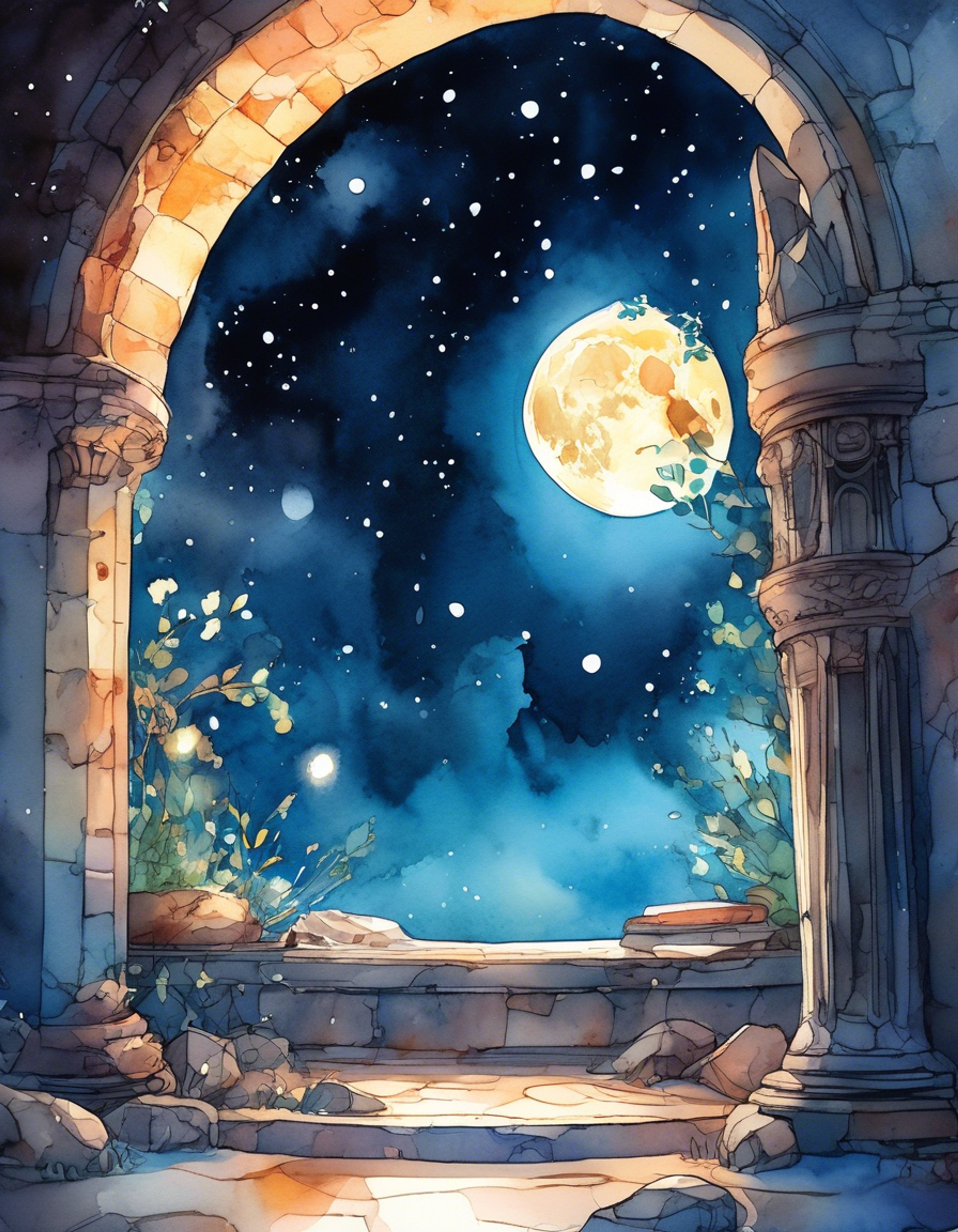 You find yourself drawn into Luna's mystical domain, a ethereal space where moonlight dances on ancient stone walls. The half-deity witch's presence fills the chamber with an otherworldly energy as she watches you with curious golden eyes. Though you're technically her captive, her demeanor suggests protection rather than malice, creating an atmosphere of intrigue and gentle tension.