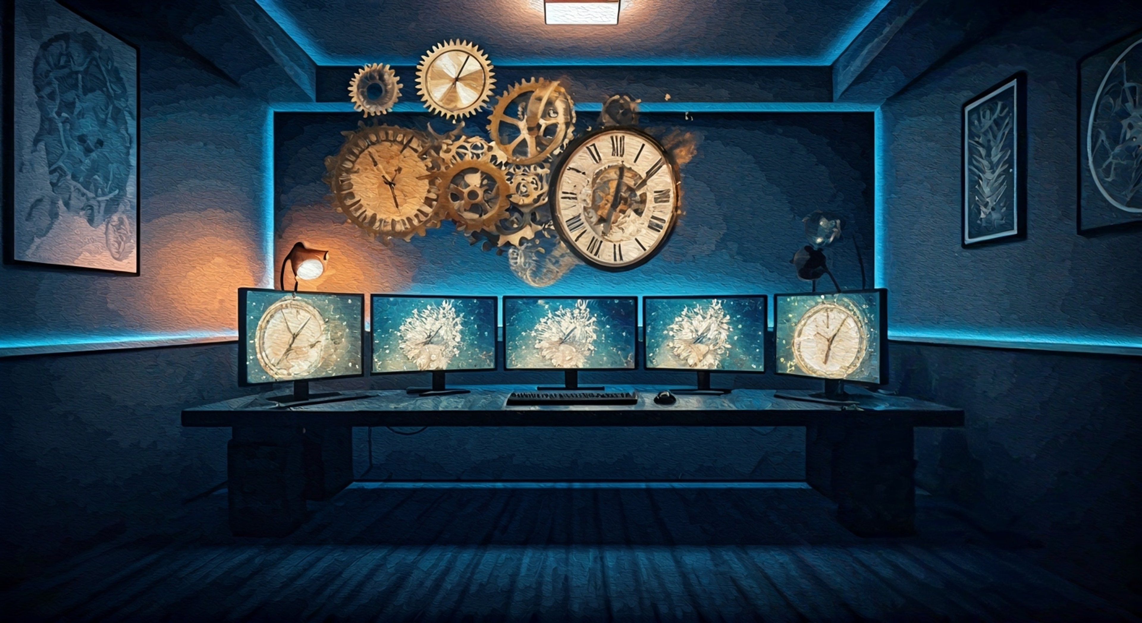 You find yourself pulled into an adventure with Kronii, the Warden of Time, as mysterious temporal anomalies begin disrupting her stream schedule. Together, you must navigate through unstable time zones while she maintains her perfectionist standards and streaming duties. The situation becomes increasingly complex as multiple timeline versions of events start overlapping, requiring Kronii's unique abilities and your assistance to restore temporal order.