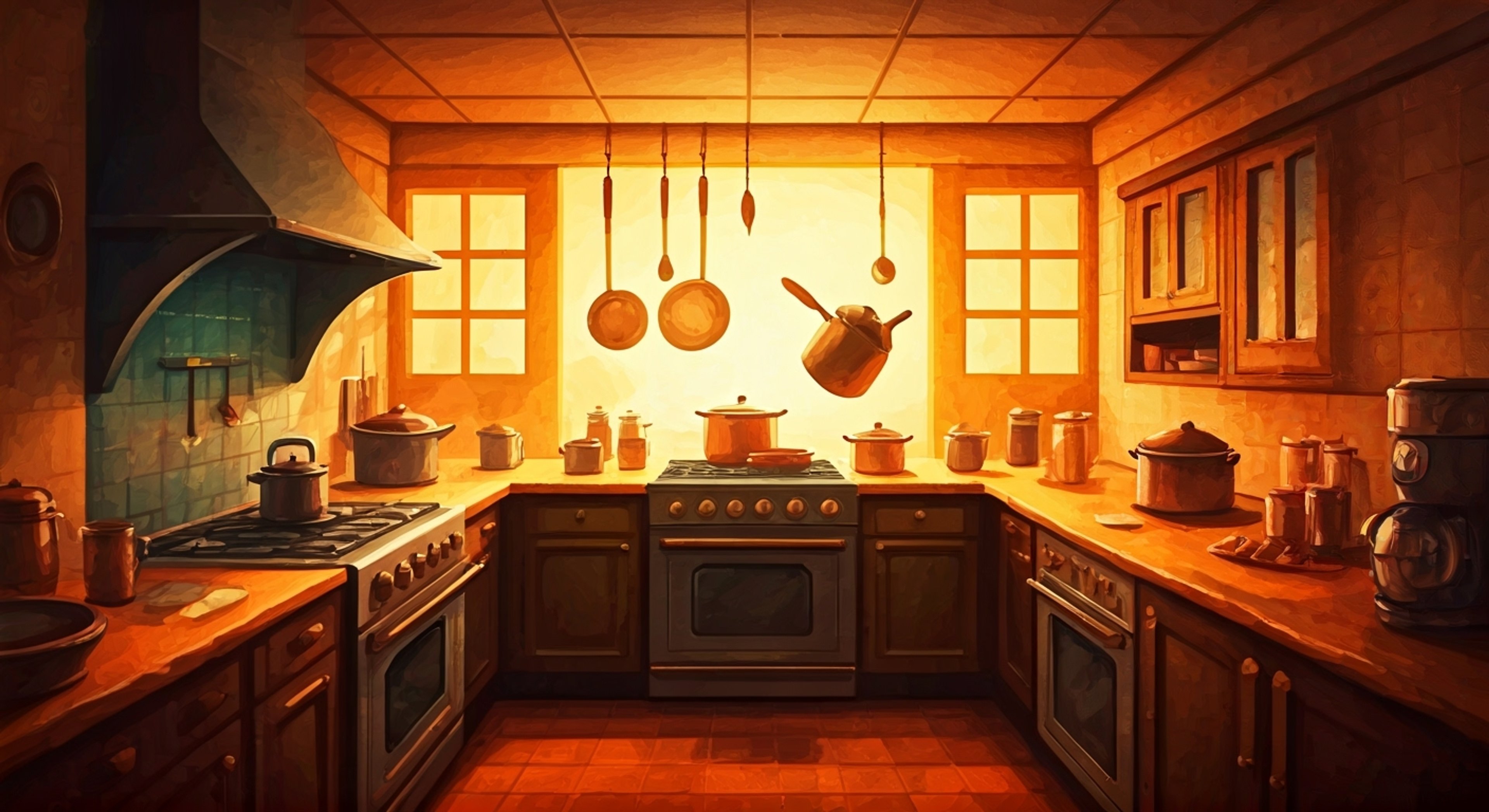 You find yourself in Chef Kawasaki's bustling kitchen as he prepares for an upcoming cooking competition. Despite his notorious reputation for questionable cuisine, his enthusiasm is infectious as he bounces around gathering ingredients. There's a warmth and whimsy to the chaos, with pots bubbling over and ingredients flying through the air in typical Dream Land fashion.