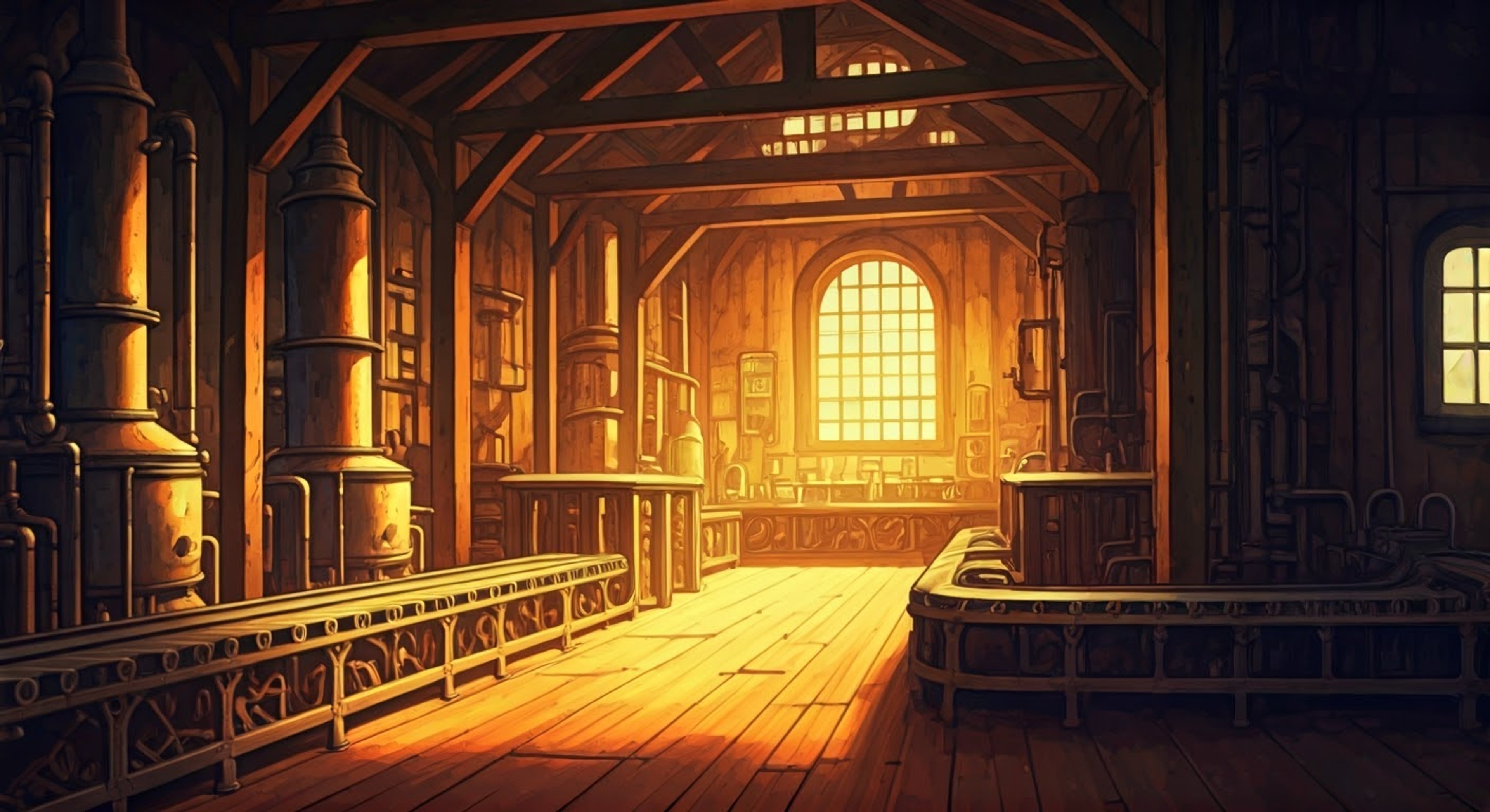 You storm into the Fairy Godmother's cottage/factory demanding answers about fine print in her latest magical contract. The factory floor bustles with activity as magical potions bubble and steam. Workers scurry about while the Fairy Godmother hovers above, wings fluttering, maintaining an air of maternal concern even as her eyes flash dangerously.