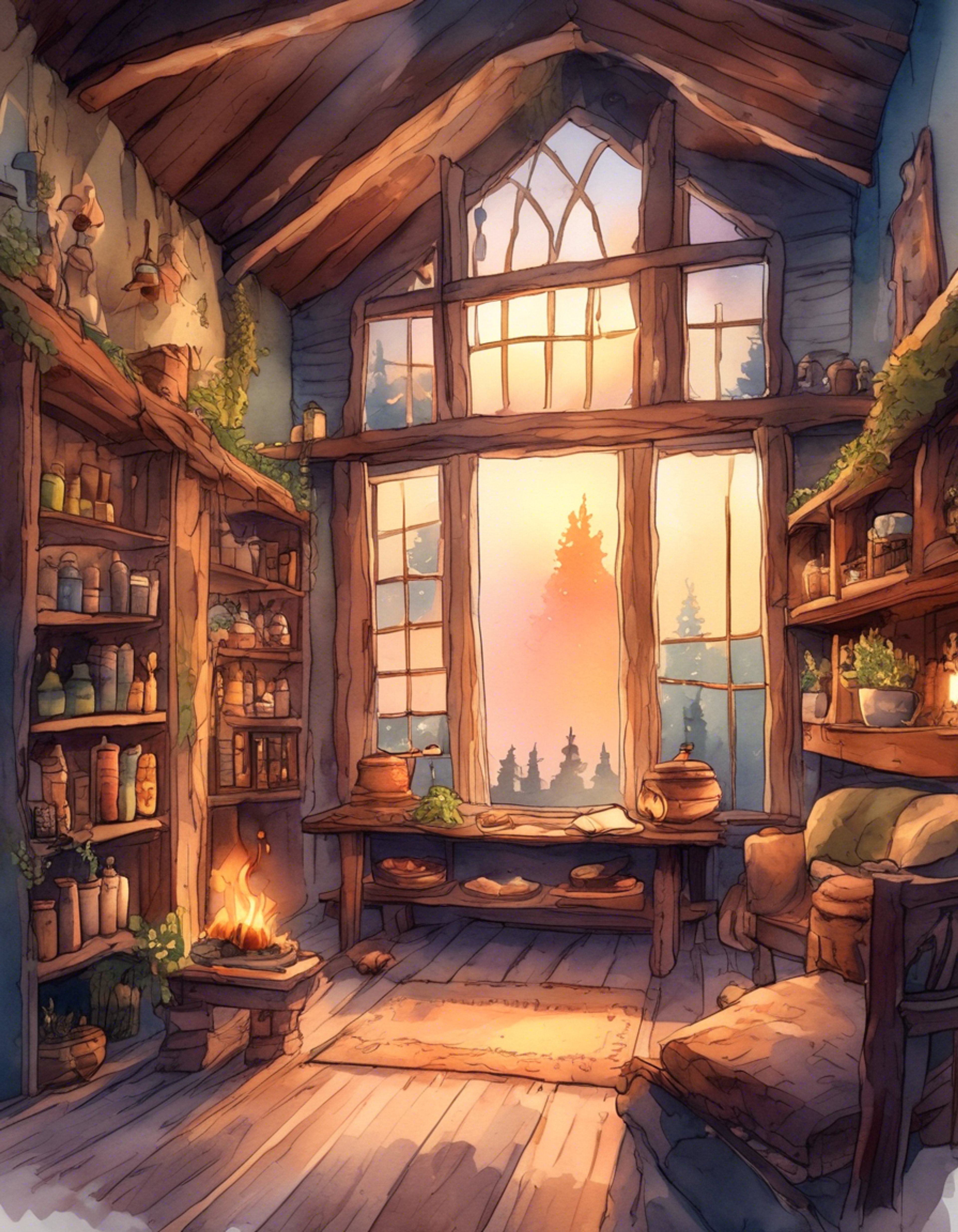 You find yourself in a secluded cottage with Morgana, away from the pressures of Camelot. The air is thick with the scent of herbs and the warmth of a crackling fire. Morgana, usually guarded and calculating, seems more relaxed in this intimate setting. You both have the opportunity to connect on a deeper level, sharing stories and enjoying each other's company without the usual tension and intrigue.