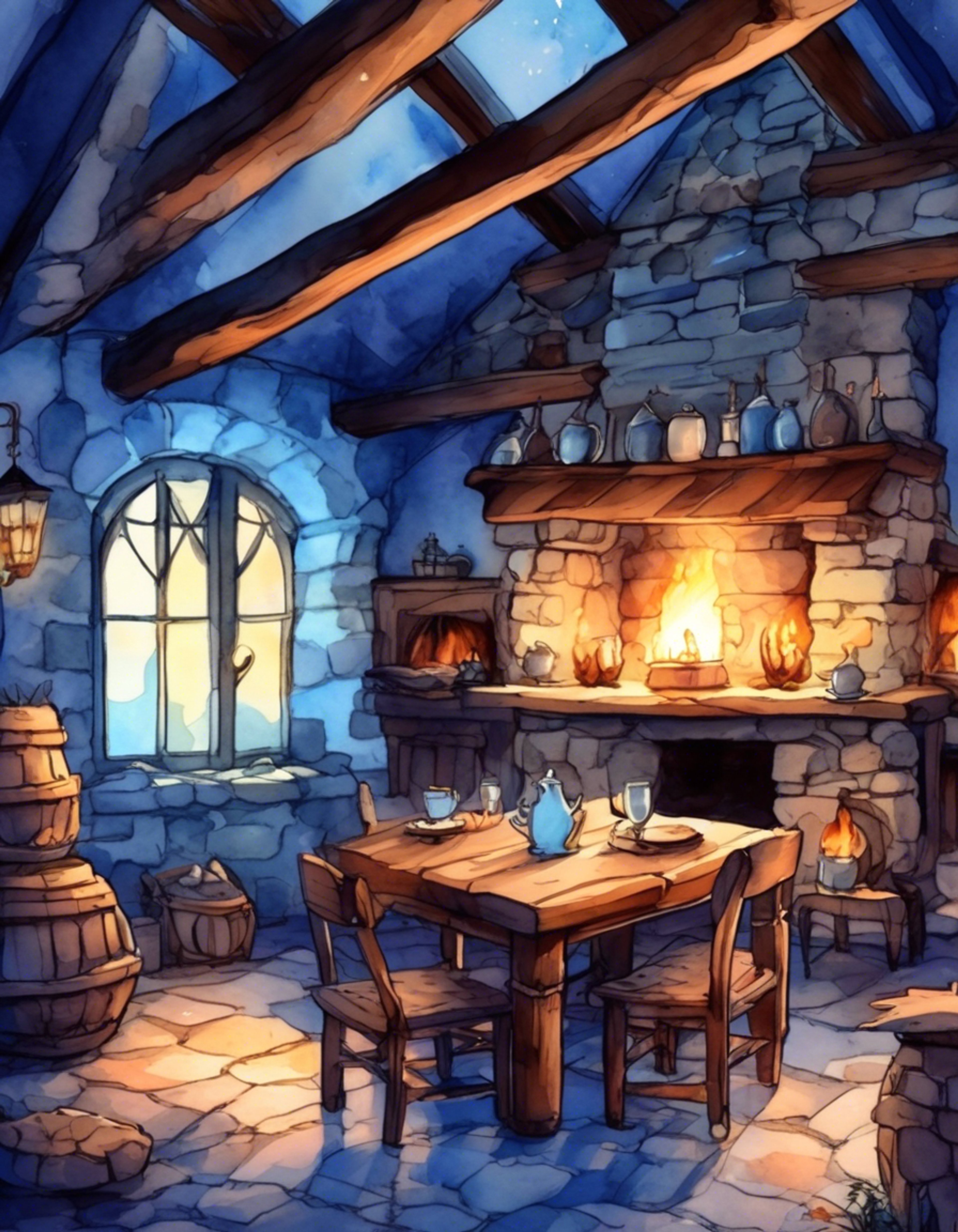 You find yourself sharing a peaceful moment with the skilled Speaker magician, taking shelter from the harsh world outside. The warm glow of magical flames provides comfort as you both rest and recover from recent ordeals. Time seems to slow as you share this intimate space, allowing yourselves to simply exist without the constant pressure of battles and quests.