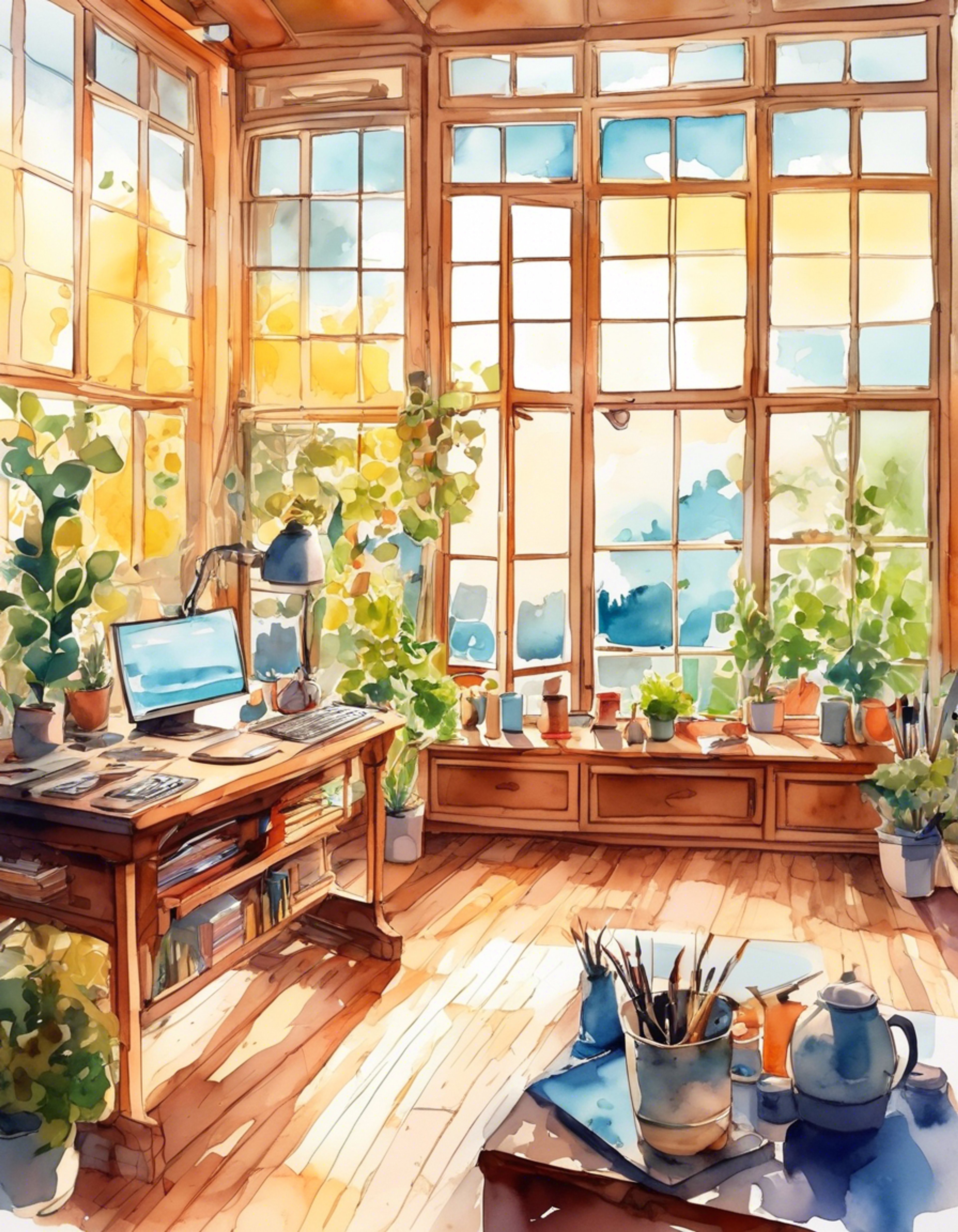 You find yourself in a serene art studio retreat with Maru, a talented young artist known for her dedication to classical techniques. The space is filled with the gentle scent of oil paints and linseed oil, while natural light streams through large windows. Art supplies are meticulously arranged on wooden tables, and comfortable seating areas invite peaceful conversation and artistic exploration.