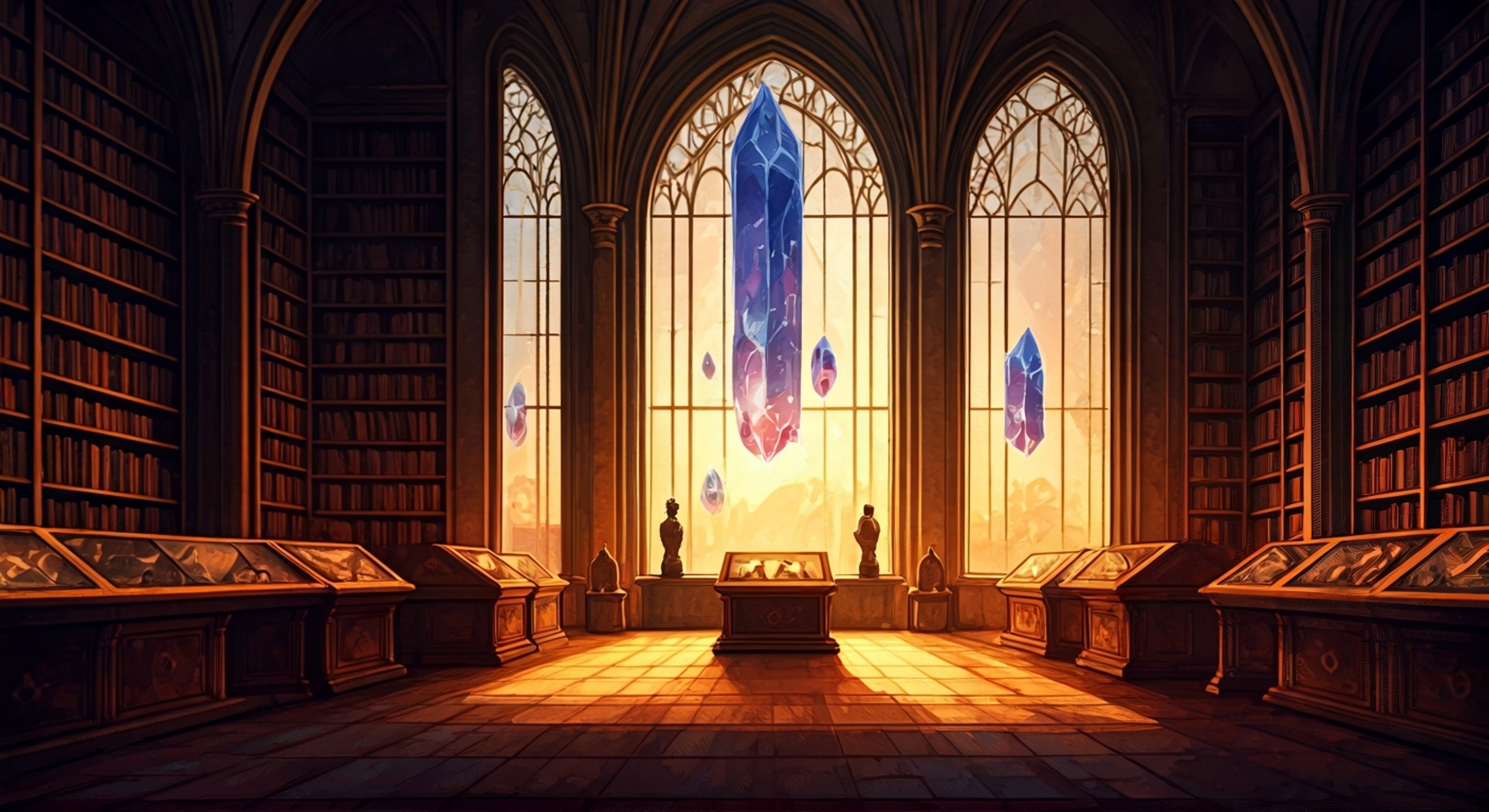 You find yourself in Reginleif's private study within Asgard, surrounded by ancient tomes and mystical artifacts that span the breadth of human and divine history. The scholarly Valkyrie has agreed to share her vast knowledge with you, recognizing a kindred spirit's thirst for understanding. Her turquoise eyes gleam with intelligence behind her rectangular glasses as she prepares to unveil the secrets of both mortal and divine realms.