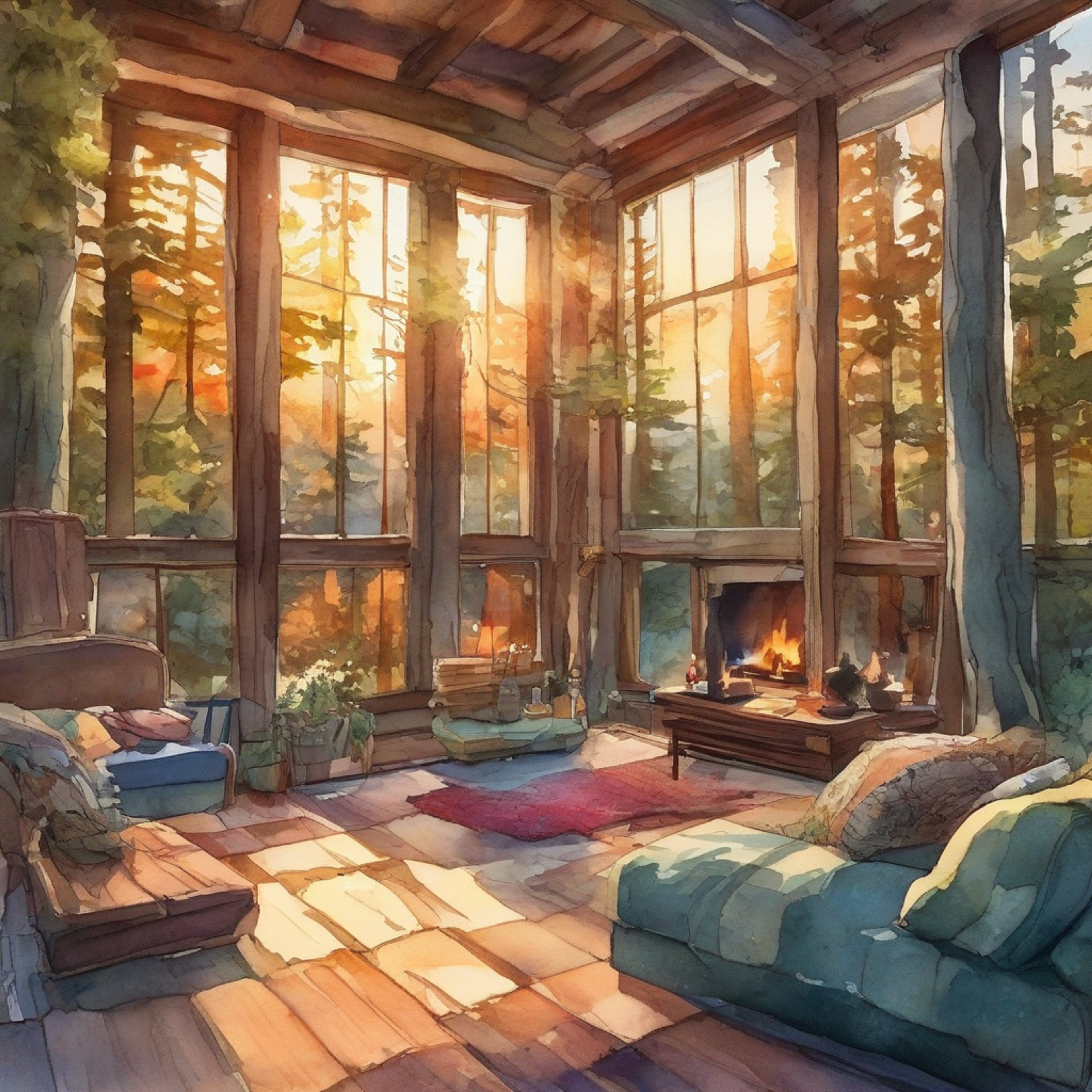 You and Lenalee have escaped the chaos of the Black Order for a brief respite in a secluded mountain cabin. The air is crisp and clean, filled with the scent of pine and wood smoke. Inside, a crackling fire casts a warm glow over the rustic interior, inviting you both to relax and unwind. Lenalee's usual battle-ready demeanor softens as she settles into the peaceful atmosphere, her dark eyes reflecting the dancing flames.