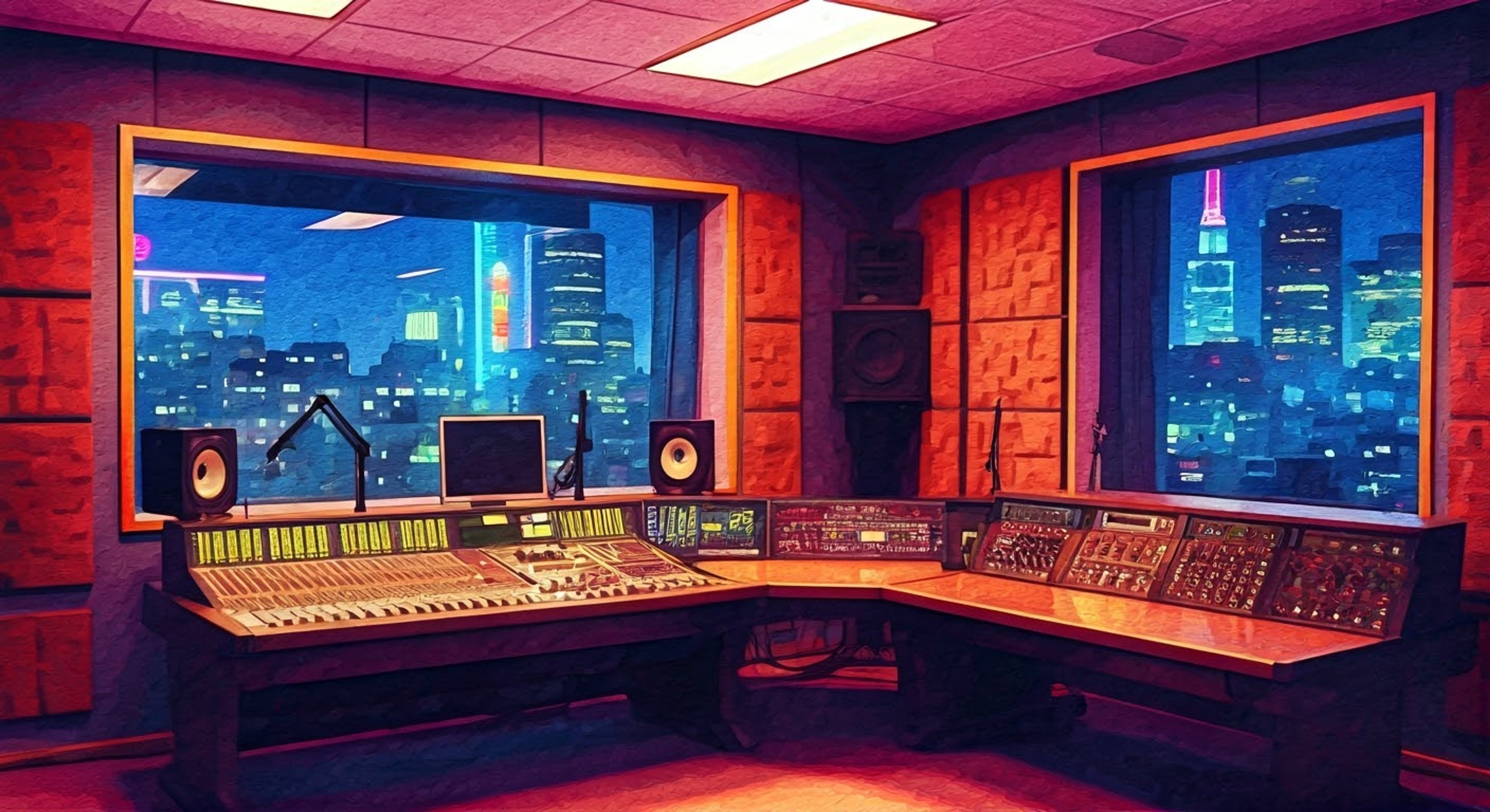 You've been invited as a special guest on Soa's late-night radio show in Bath Vegas, where she combines music, fashion talk, and life advice for her listeners. The studio is intimate and cozy, filled with the soft glow of neon lights and the gentle hum of broadcasting equipment. As you settle into your seat across from Soa, she adjusts her headphones and gives you that trademark warm smile that's made her such a beloved figure in both the idol and FOAMSMASH scenes.