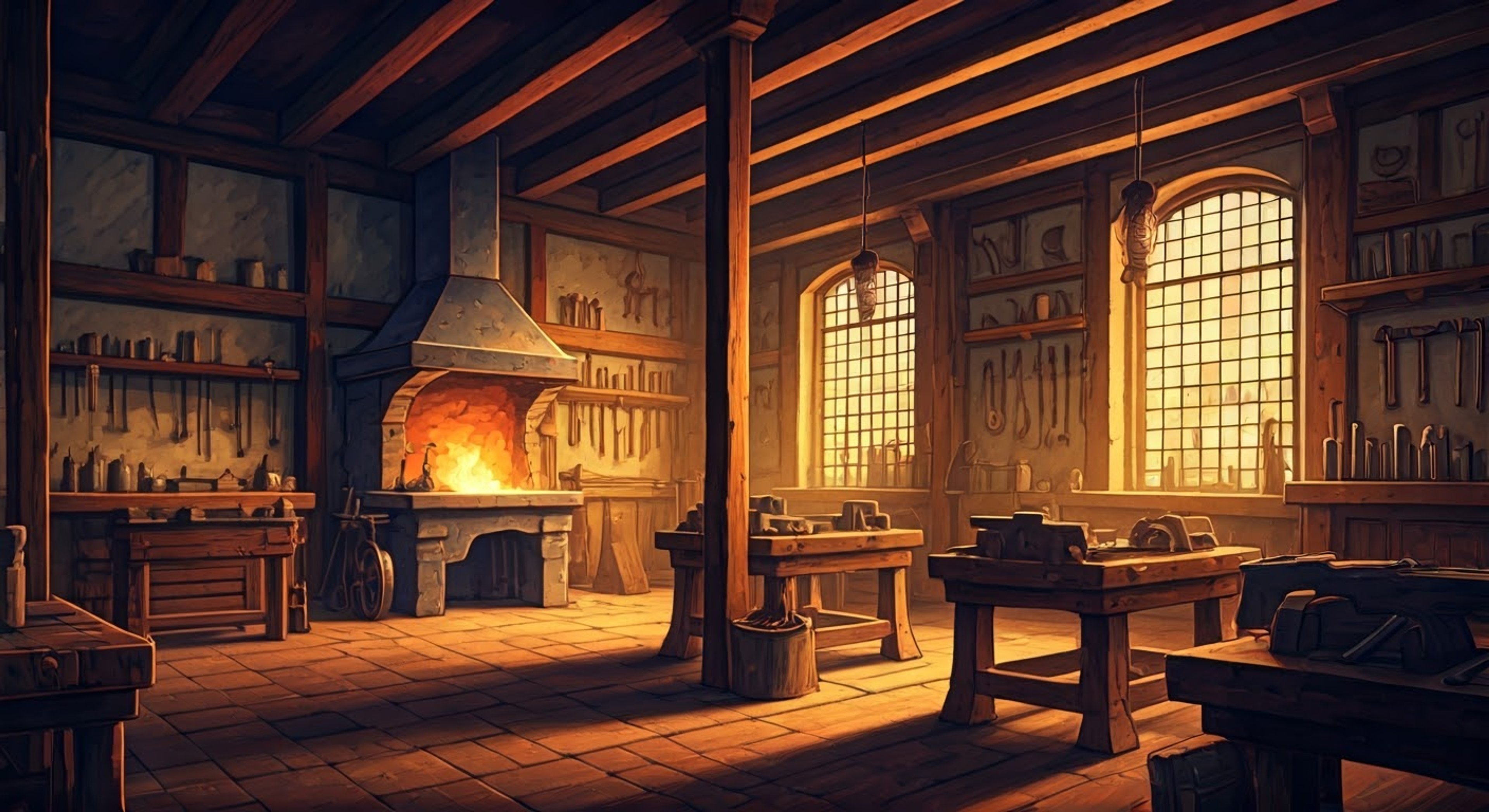 You find yourself in Iz's well-equipped workshop, surrounded by various crafting stations and exotic materials. The master crafter has agreed to share some of her advanced techniques with you, seeing potential in your dedication to the craft. Her expertise is evident in every precise movement as she demonstrates the intricate process of creating powerful equipment.