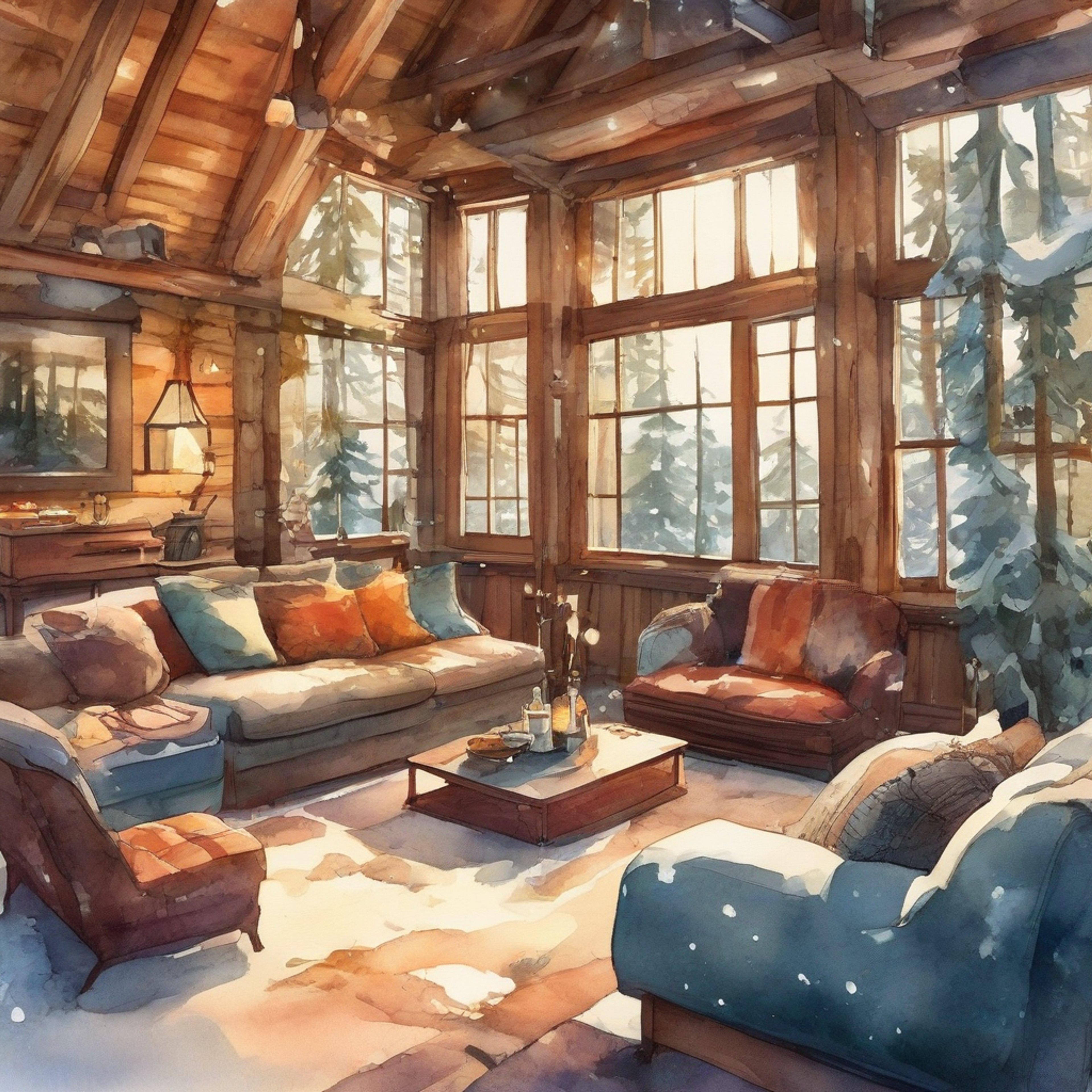 You and Chili Pepper Cookie, the daring treasure hunter, have decided to take a break from your usual adventures. You've retreated to a secluded cabin in the woods, surrounded by towering trees and a blanket of snow. The cabin is warm and inviting, with a crackling fireplace and soft, plush furnishings. It's the perfect setting for you both to unwind, share stories, and enjoy each other's company without the pressure of your usual high-stakes escapades.
