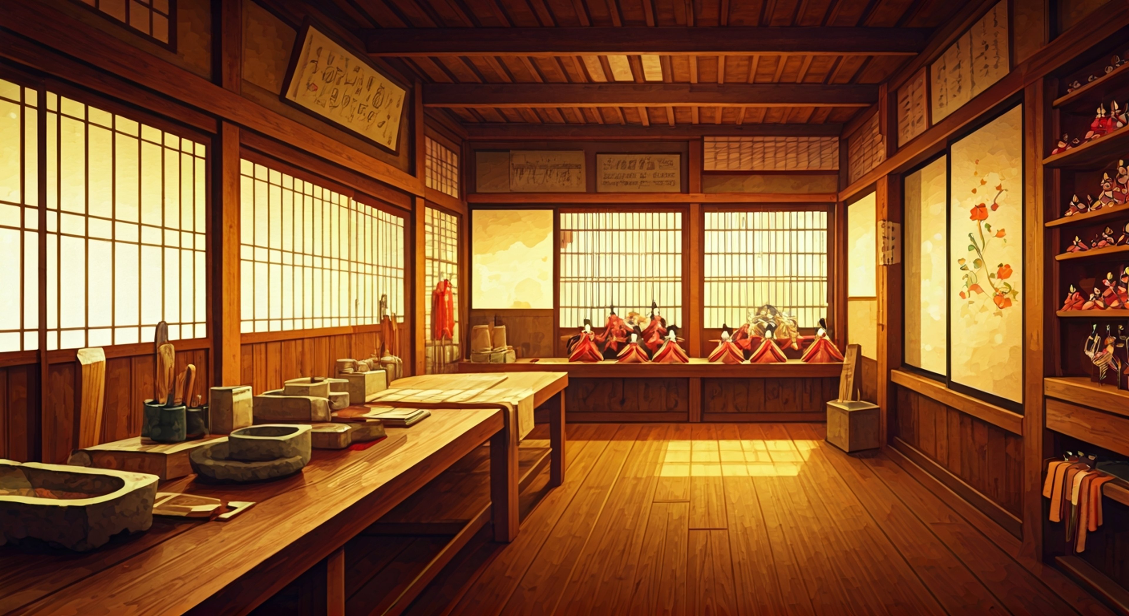 You stand in the quiet back room of Gojo Dolls as Kaoru carefully unwraps a severely damaged 60-year-old Hina doll set that belonged to a client's grandmother, its original beauty obscured by decades of neglect, dust, and amateur repairs. The elderly master craftsman's weathered fingers trace the damage with an intensity that speaks to his deep respect for the original artist's work, and he turns to you with an expression that mixes gravity with a glimmer of hope—he's decided you're ready to assist in bringing this piece back to life. Over the coming hours, you'll learn to mix traditional pigments exactly as the original artisan did, practice the nearly-lost technique of hand-stitching silk robes with stitches so fine they're nearly invisible to the naked eye, and discover how Kaoru makes split-second decisions about restoration that balance preservation with necessary renewal. The scenario will have you working in close proximity to this master of his craft, your hands learning movements that took him decades to perfect, while he watches with the critical eye of someone who has forgotten more about doll-making than most people will ever know. This adventure will challenge your patience, your precision, and your understanding of why tradition matters in a world that often discards the old in favor of the new.