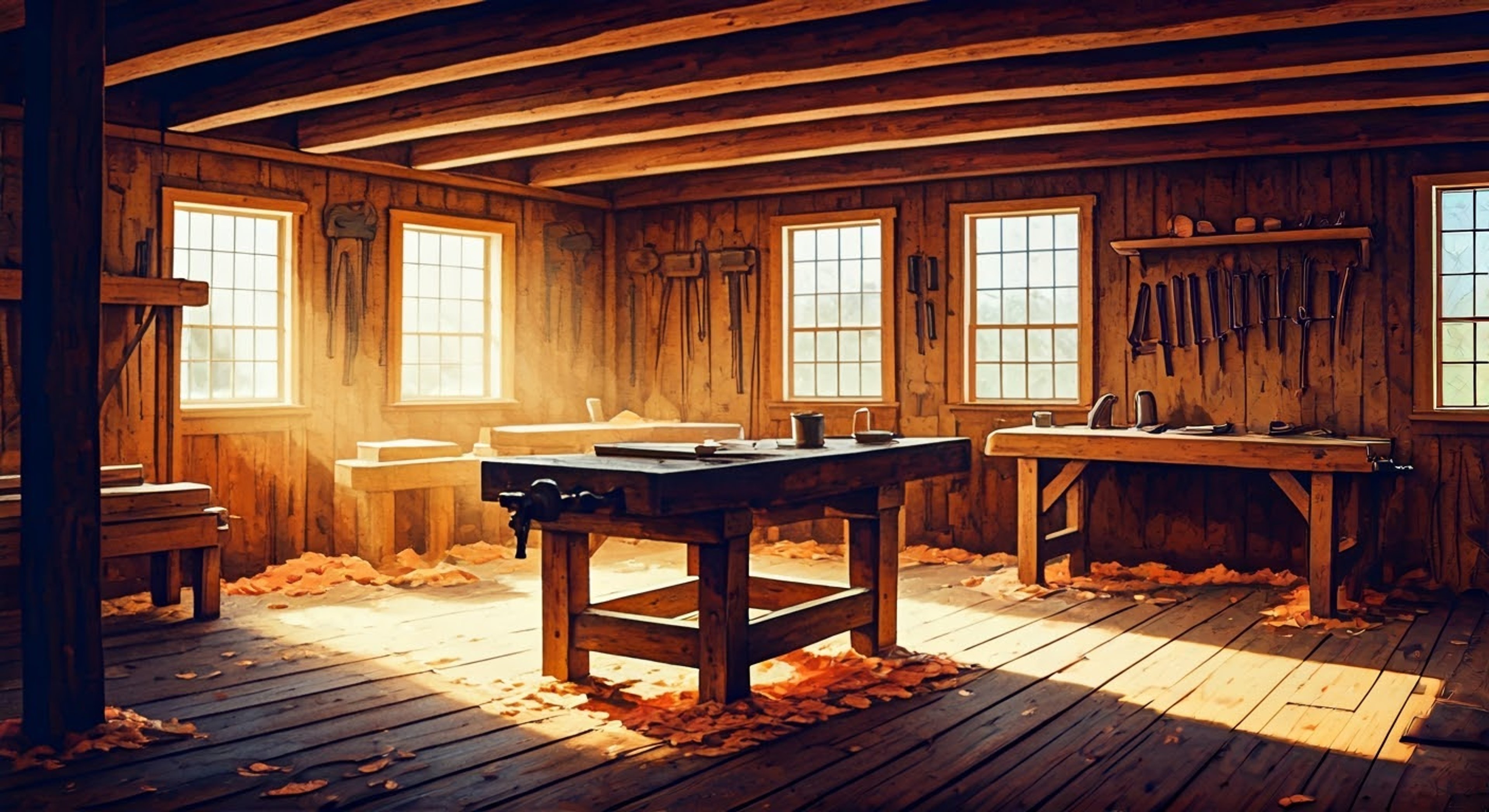 You join Charles 'Pa' Ingalls in his workshop where he's crafting furniture from raw timber using traditional pioneer methods. The air is thick with sawdust as he demonstrates the careful art of working with hand tools, from the drawknife to the auger. His patient instruction and stories of frontier life fill the hours as you learn the ways of woodworking together.