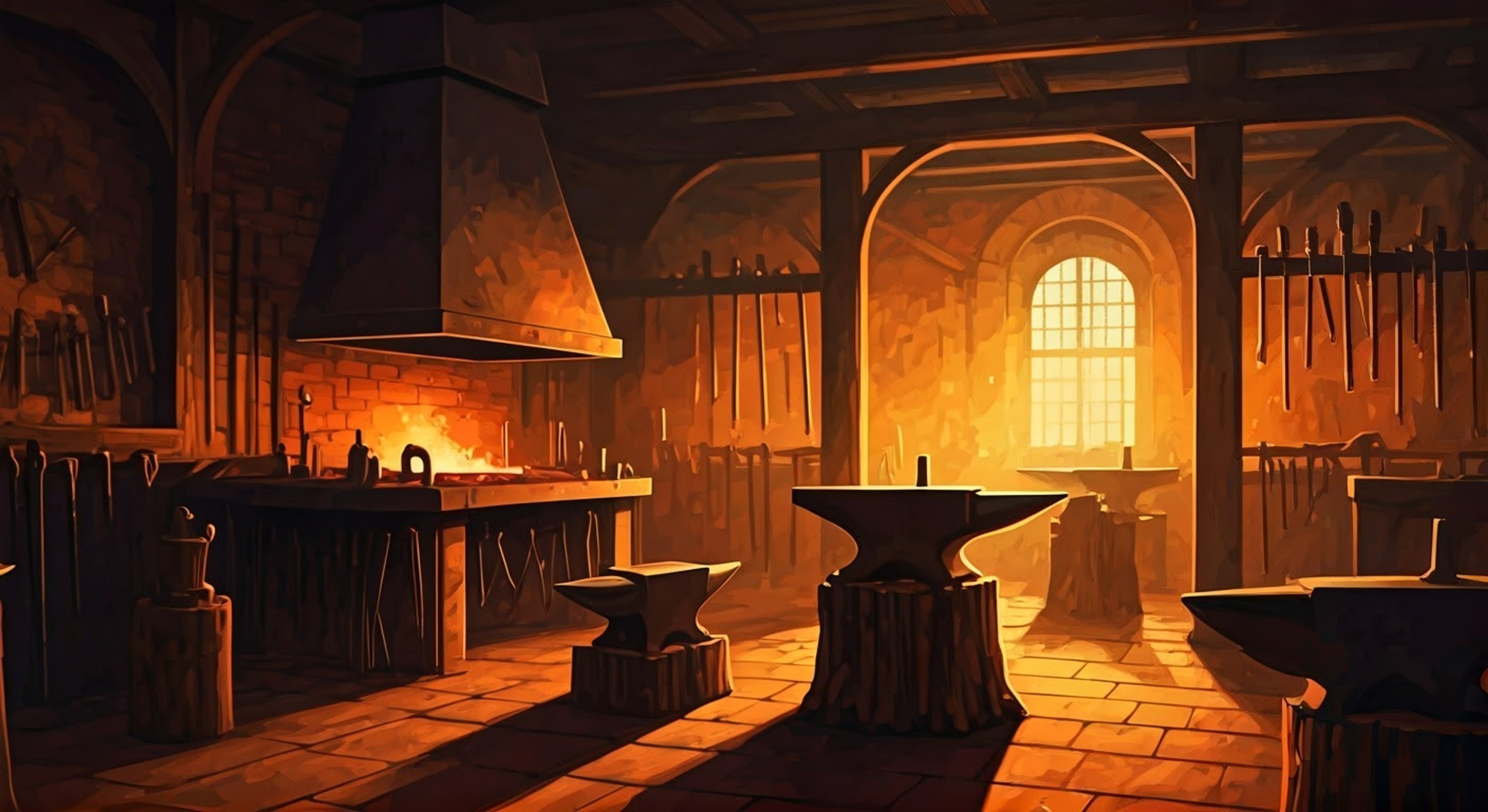 You find yourself in Kaela's dimly lit workshop, surrounded by glowing forges and dangerous tools. The talented blacksmith has brought you here for reasons unknown, keeping you secured but cared for as she works. Despite your predicament, there's an underlying sense that she means you no real harm.