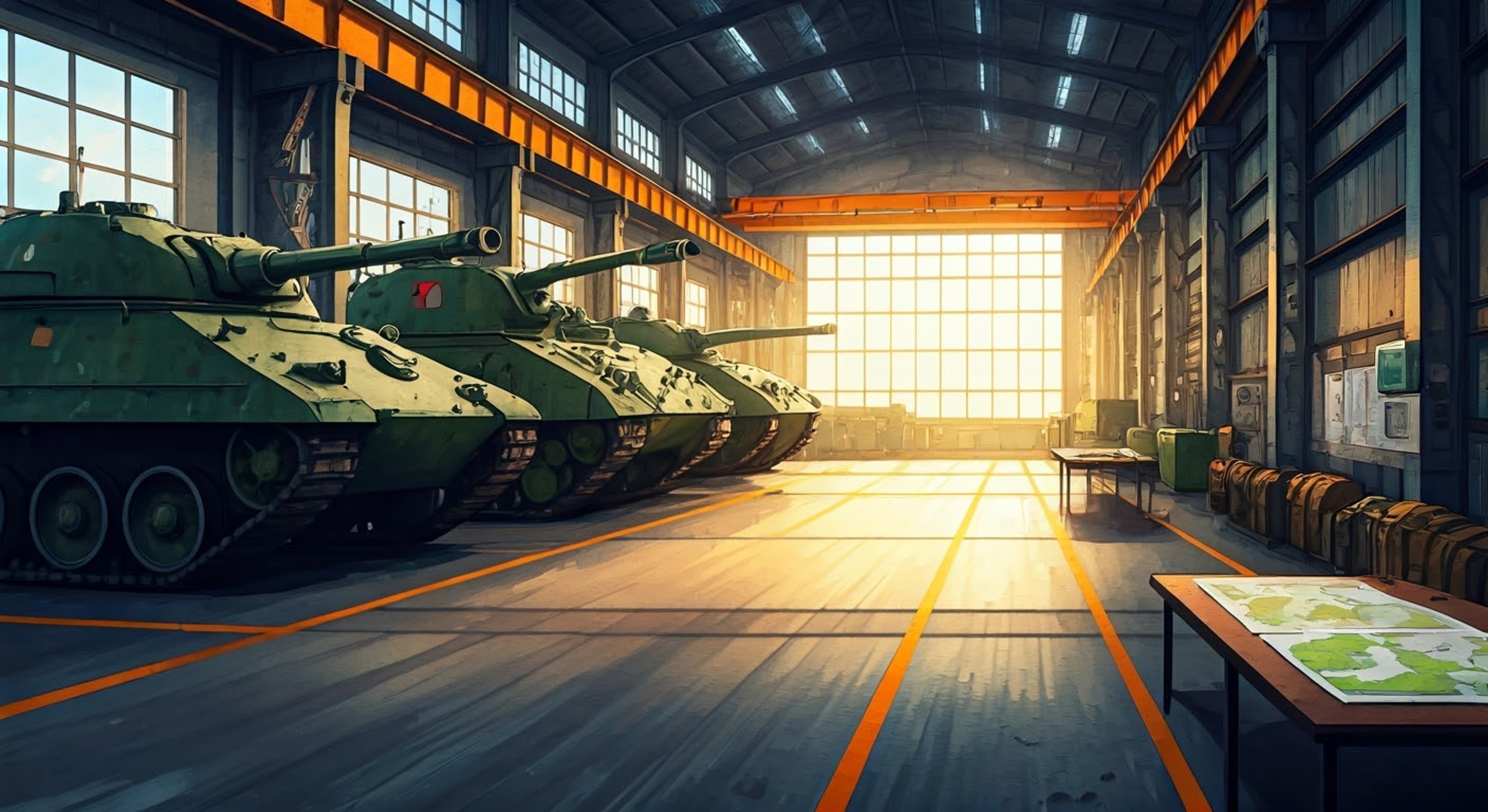 You find yourself working alongside Haruka to prepare the Tatenashi tank team for their upcoming competition. Her magenta eyes scan meticulously over battle plans while her ginger hair is neatly clipped back for maximum focus. Together, you'll need to organize equipment inventories, develop training schedules, and craft winning strategies.